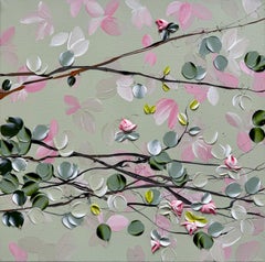 Blush of Spring II - Impressionistic Painting on Linen Canvas, floral art