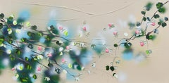 Fragrant Garden I -  landscape impressionistic painting on canvas with red roses