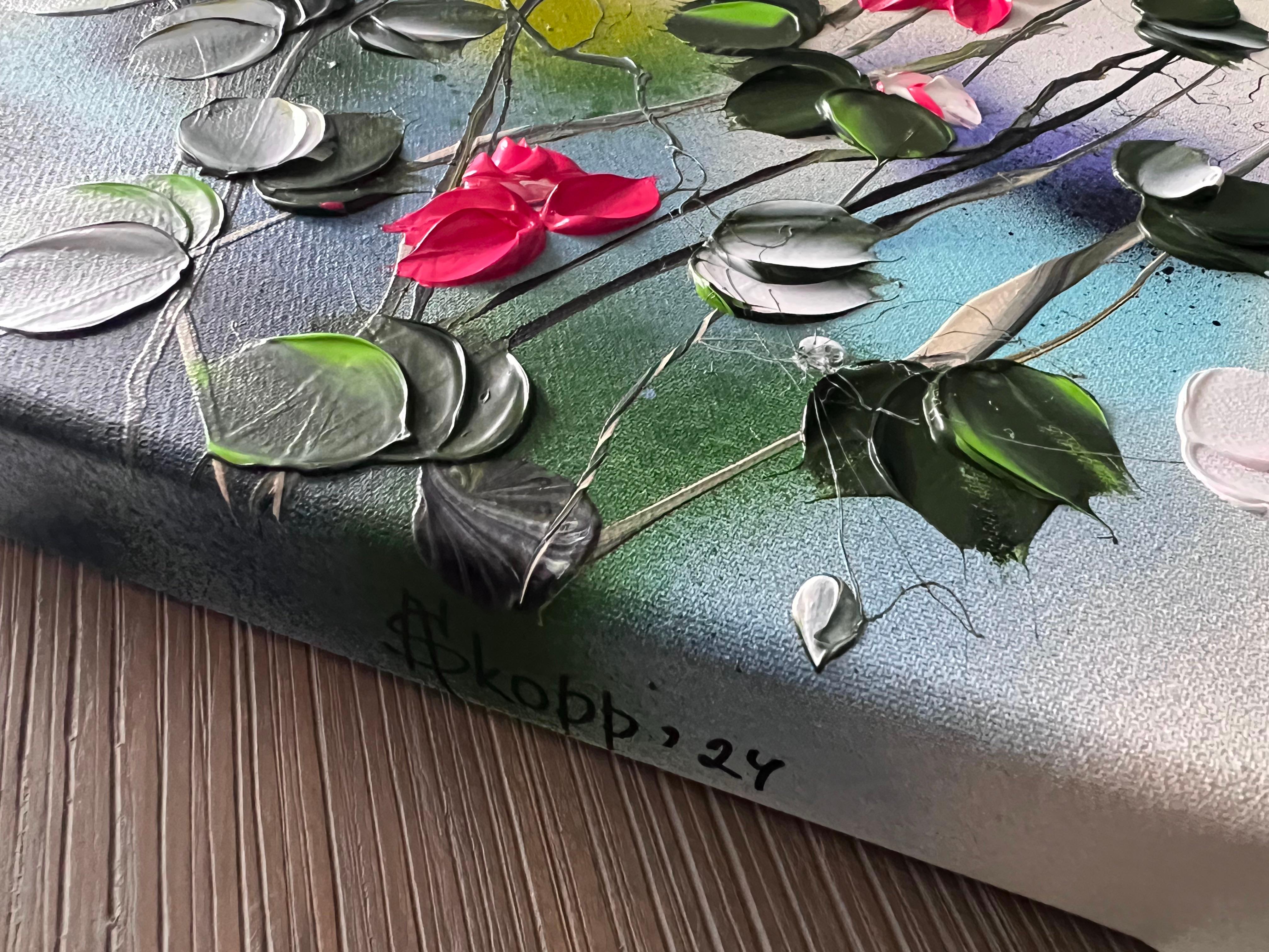 Garden Flowers IX - fiori romantici 3d, regalo perfetto per la donna, A. Valentin - Figurative Painting Grigio di Anastassia Skopp