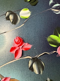Gentle Blooms -  landscape impressionistic painting on linen canvas with roses
