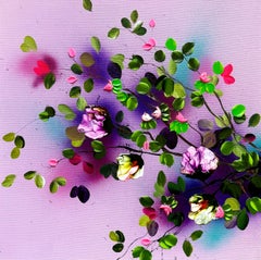 Pink Mood I – farbenfrohes Impastogemälde in Rosatönen auf Leinen mit 3D-Blumen