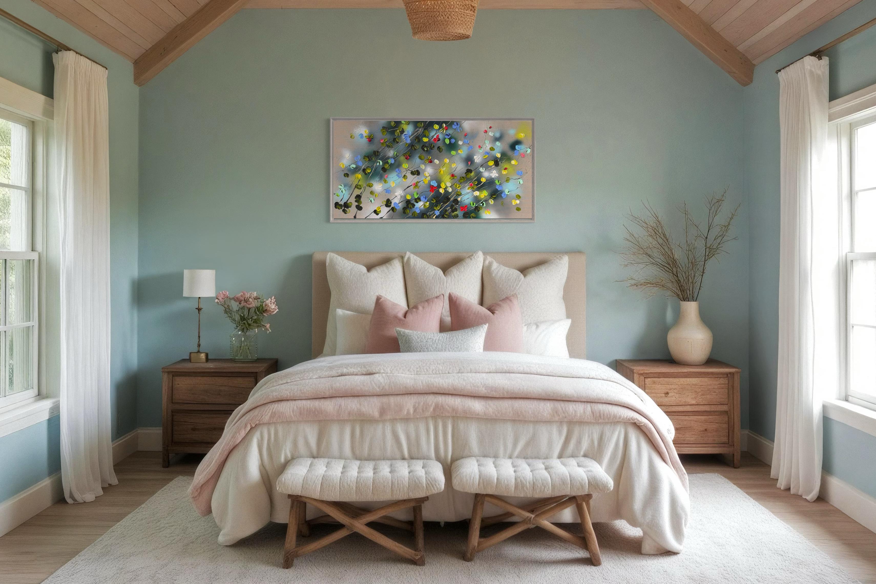 Roses -  Peinture impressionniste sur toile de lin avec roses en vente 9
