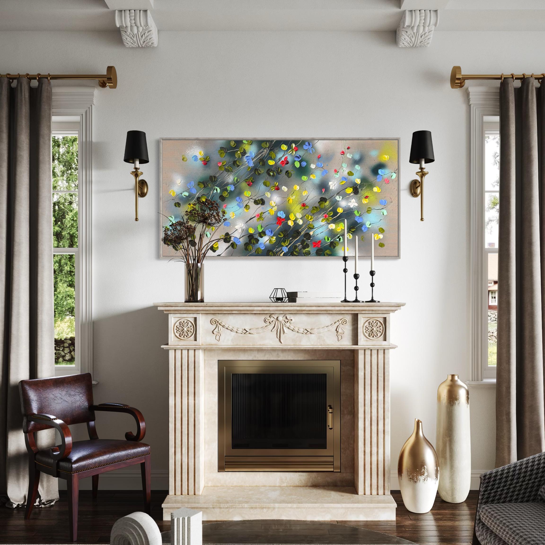 Roses -  Peinture impressionniste sur toile de lin avec roses en vente 10