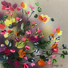 Palette de septembre - peinture impressionniste colorée toile de lin 3d roses