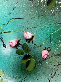 Les heures tranquilles - Triptyque impressionniste sur toile de lin, art floral, roses