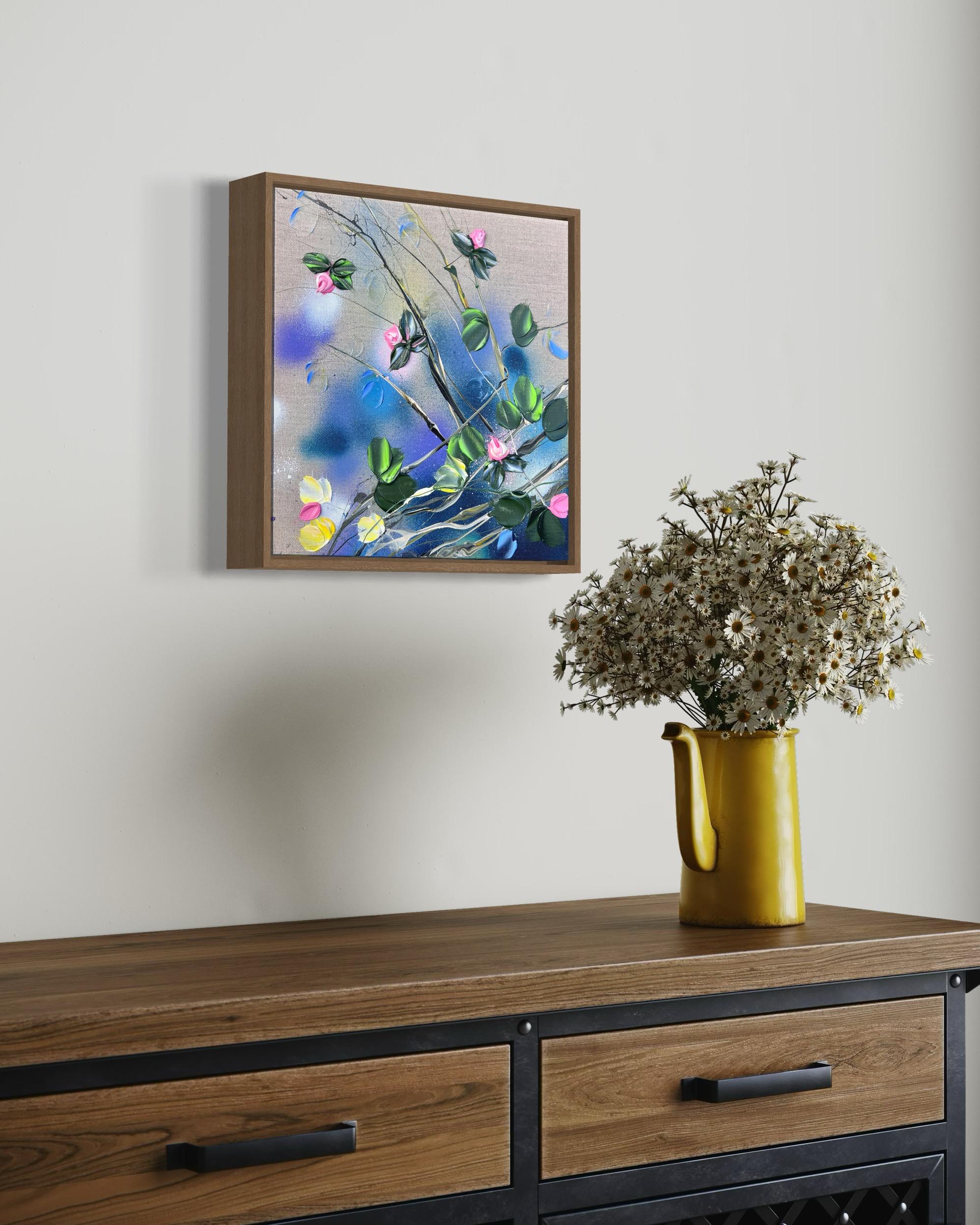 A Piece of Garden - small floral original artwork with impressionistic flowers 8