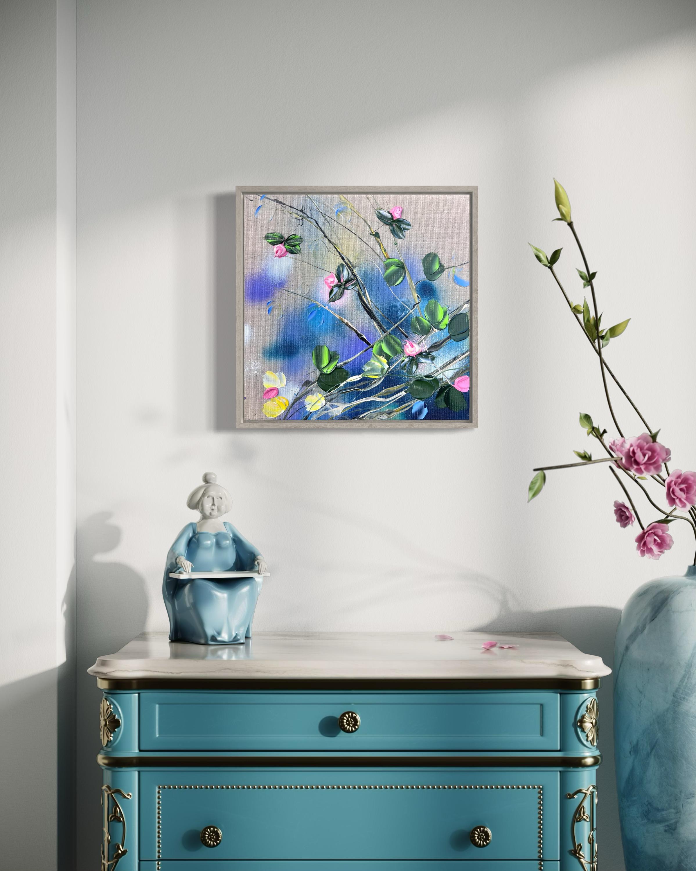 A Piece of Garden - small floral original artwork with impressionistic flowers 2