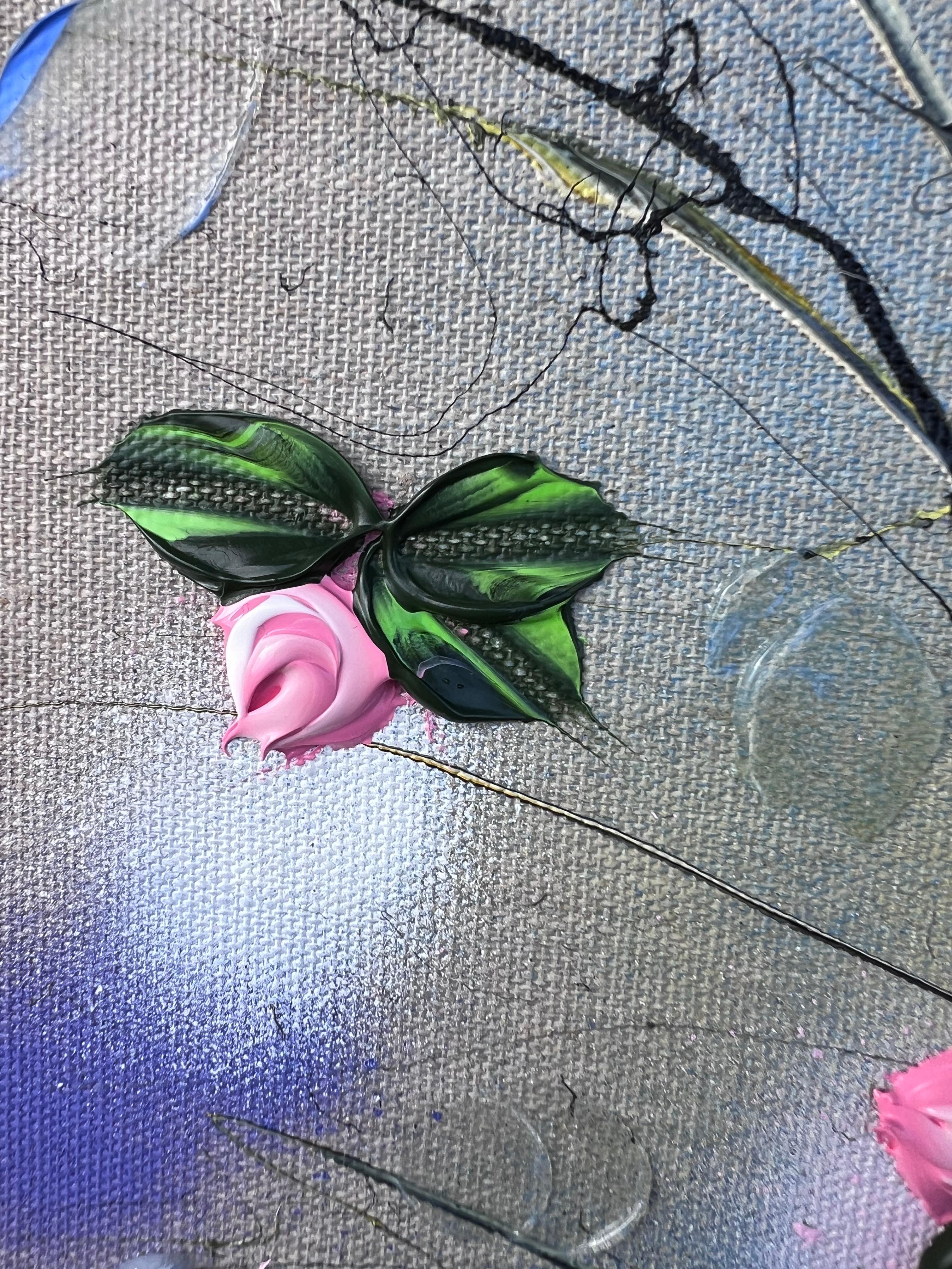 A Piece of Garden - small floral original artwork with impressionistic flowers 3