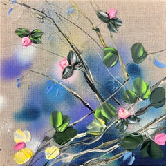 A Piece of Garden - small floral original artwork with impressionistic flowers