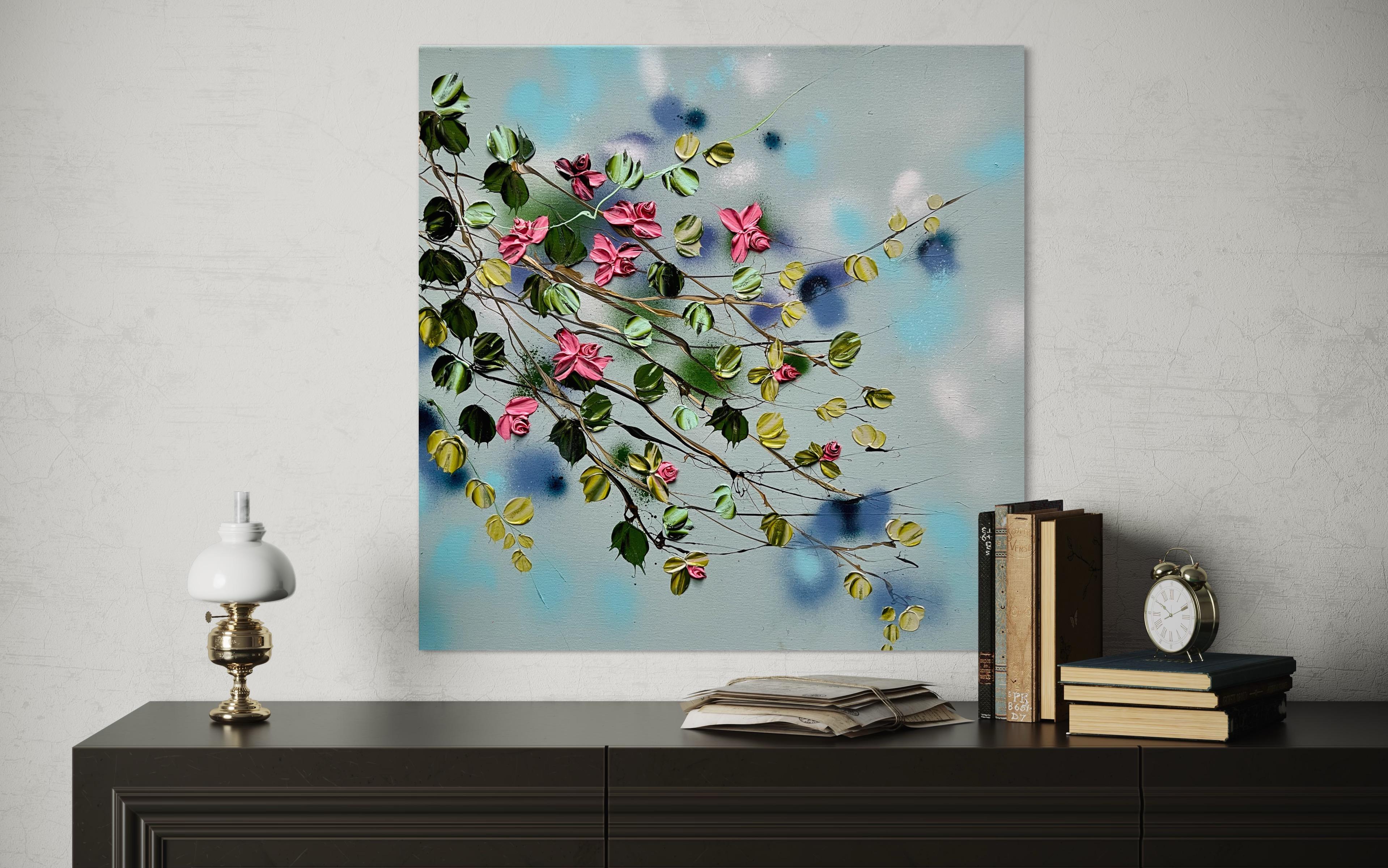 Peinture florale texturée Abstrakt avec roses 