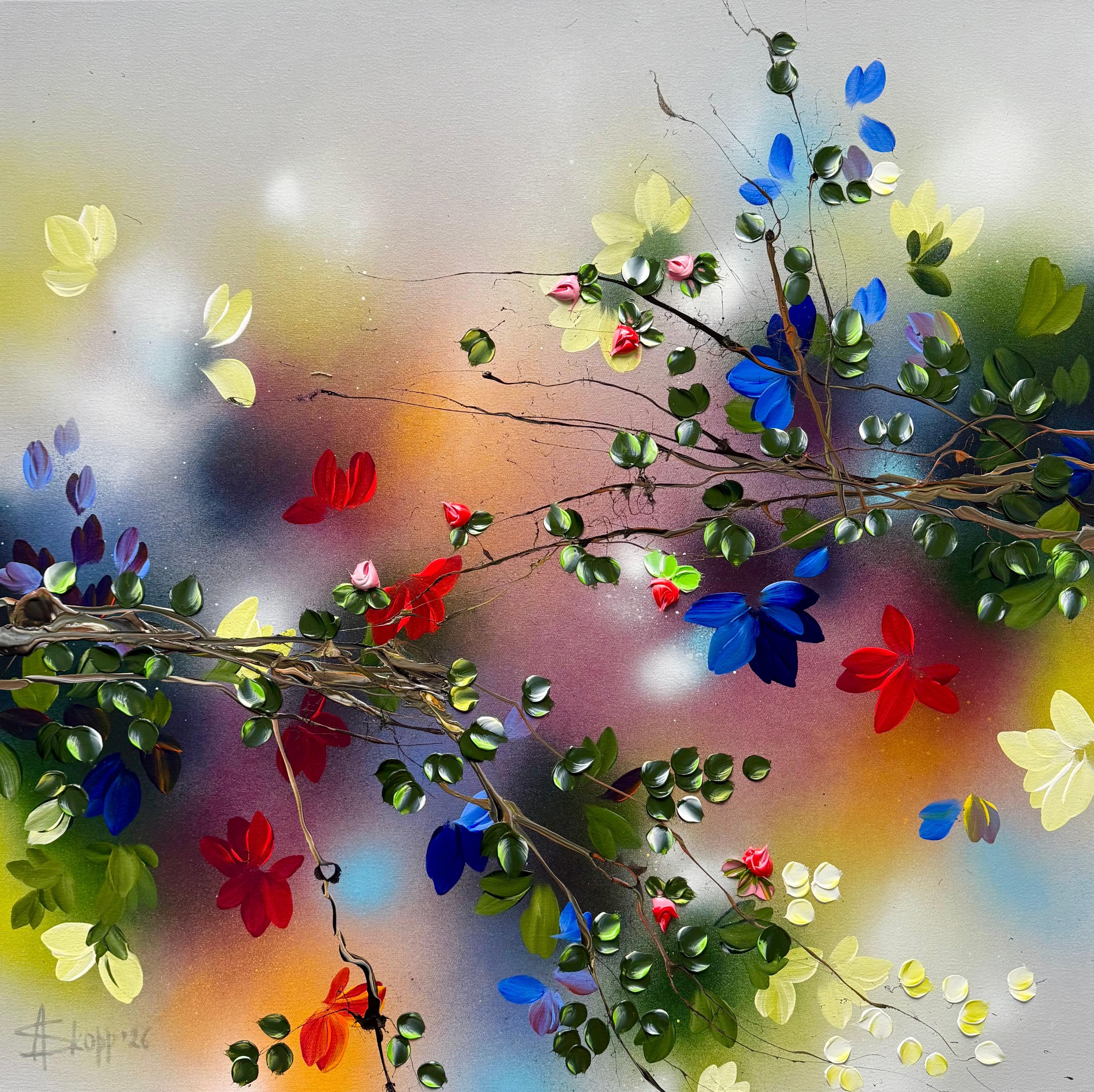 Between Light and Bloom - Peinture impressionniste contemporaine florale et colorée