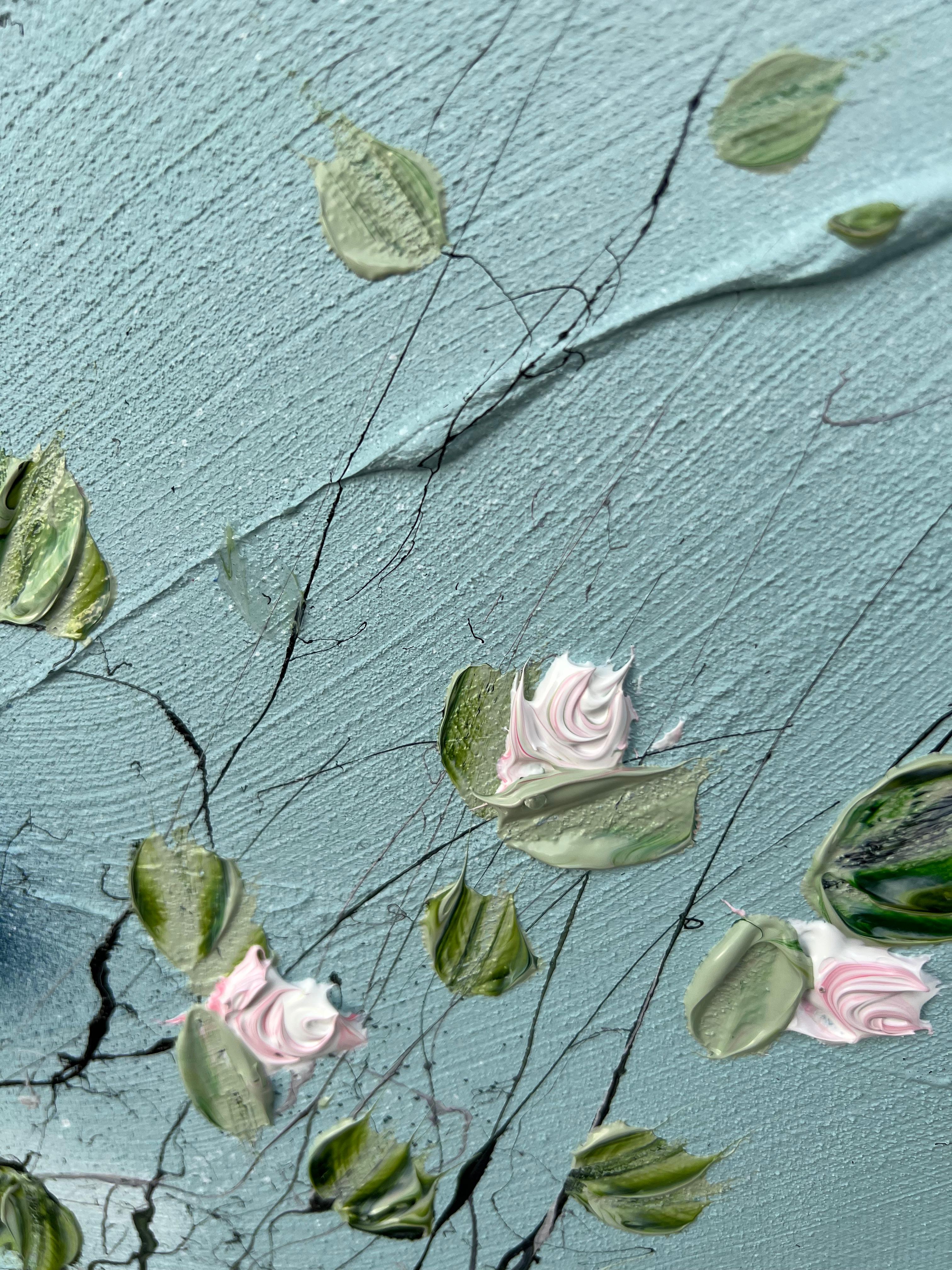 „Blossoming Metamorphosis I“ lange florale Kunst, Landschaftsformat, strukturierte Kunst im Angebot 6