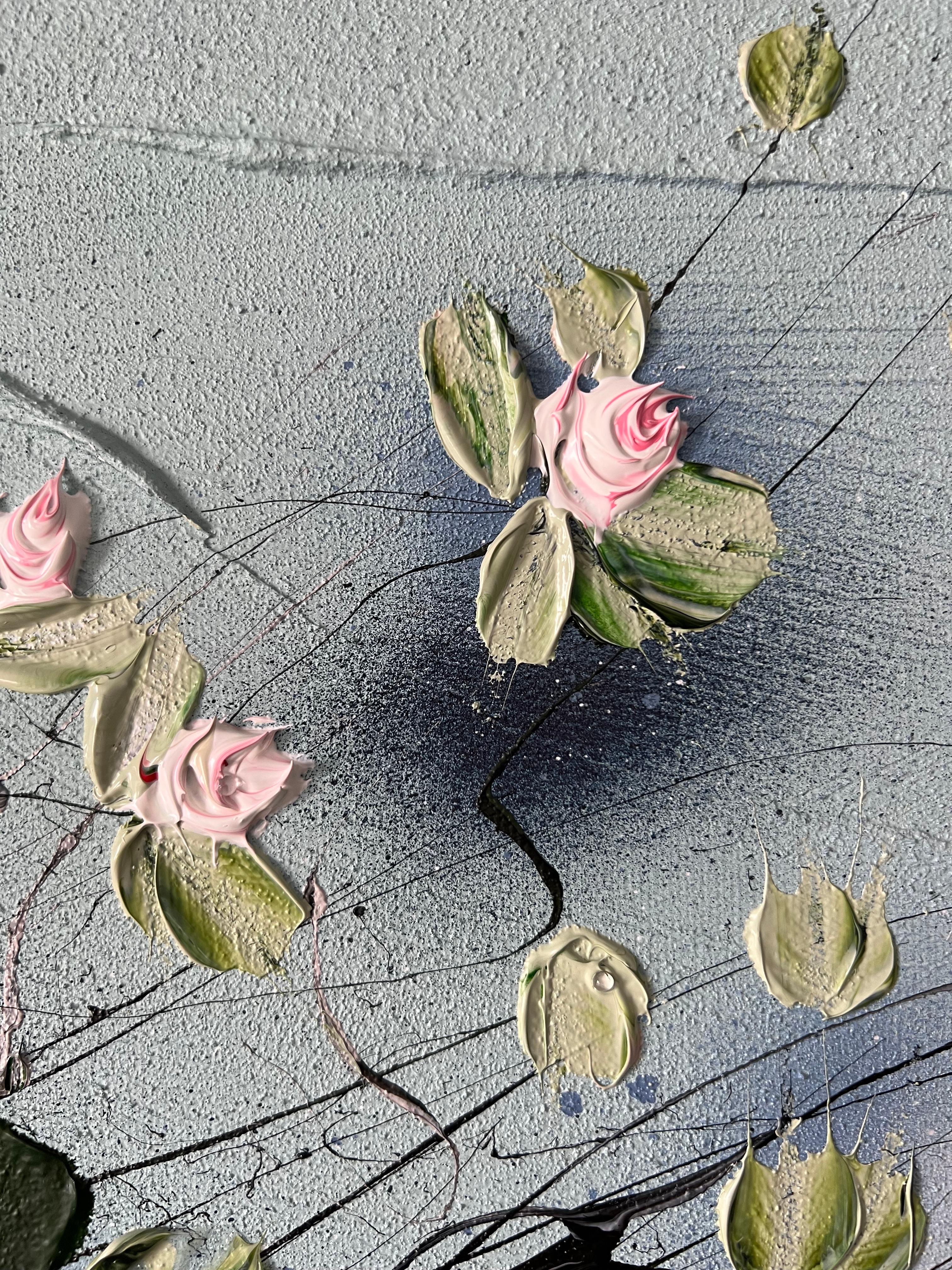 „Blossoming Metamorphosis I“ lange florale Kunst, Landschaftsformat, strukturierte Kunst im Angebot 7