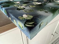 "Blossoming Metamorphosis I" long floral art, landscape format, textured art