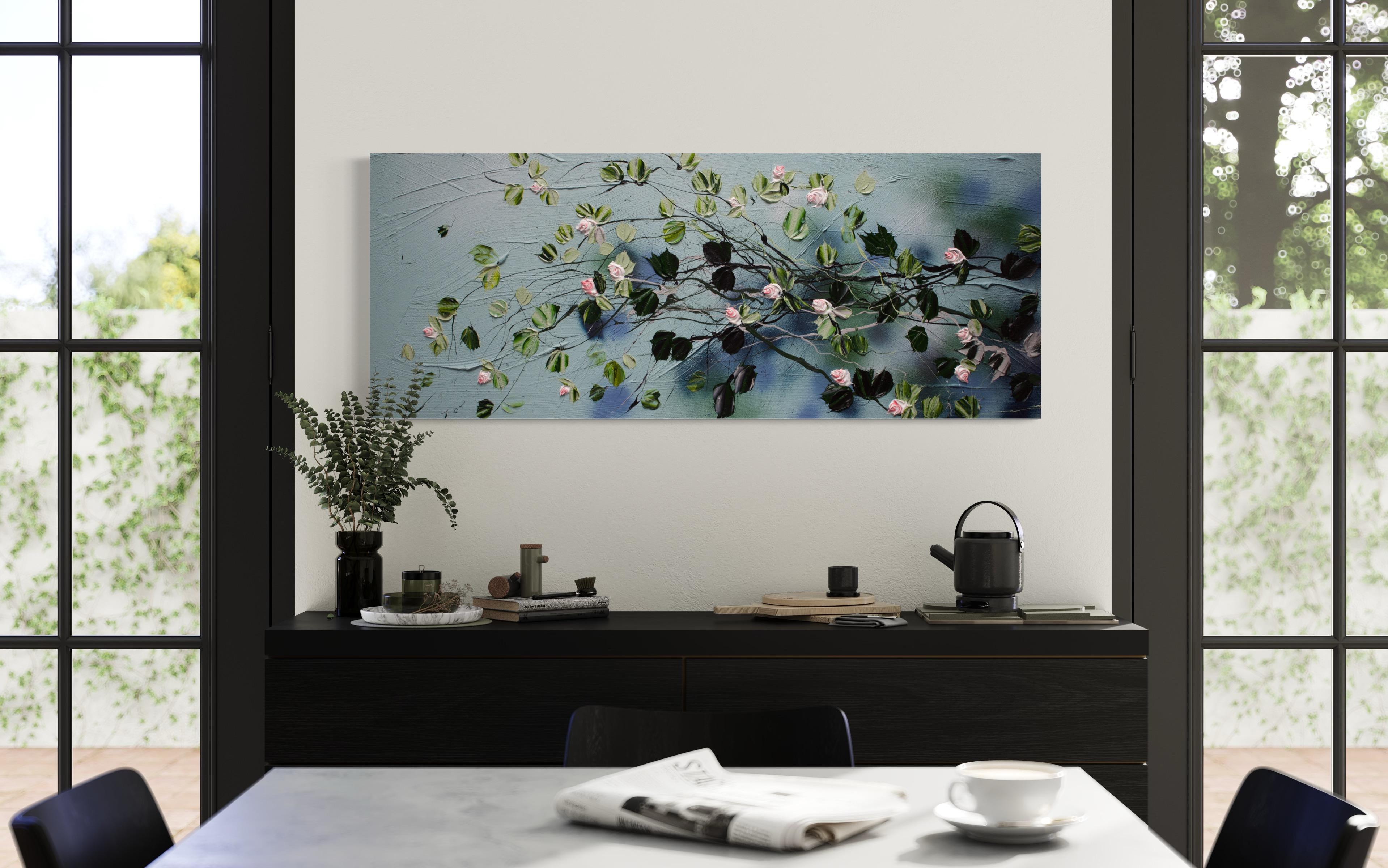 „Blossoming Metamorphosis II“ lange florale Kunst, Landschaftsformat, strukturierte Kunst im Angebot 7