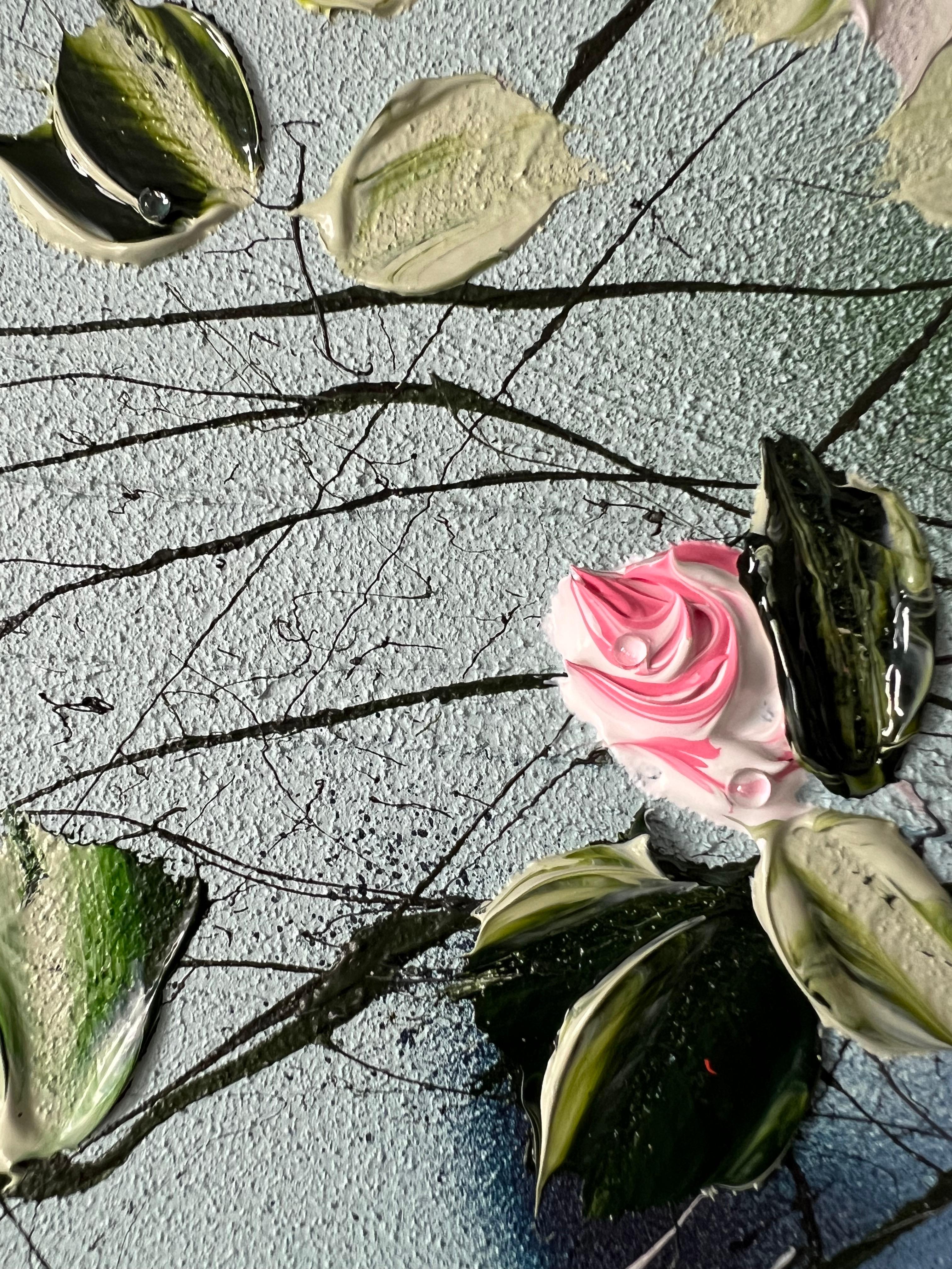 „Blossoming Metamorphosis II“ lange florale Kunst, Landschaftsformat, strukturierte Kunst im Angebot 9