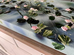 "Blossoming Metamorphosis II" long floral art, landscape format, textured art