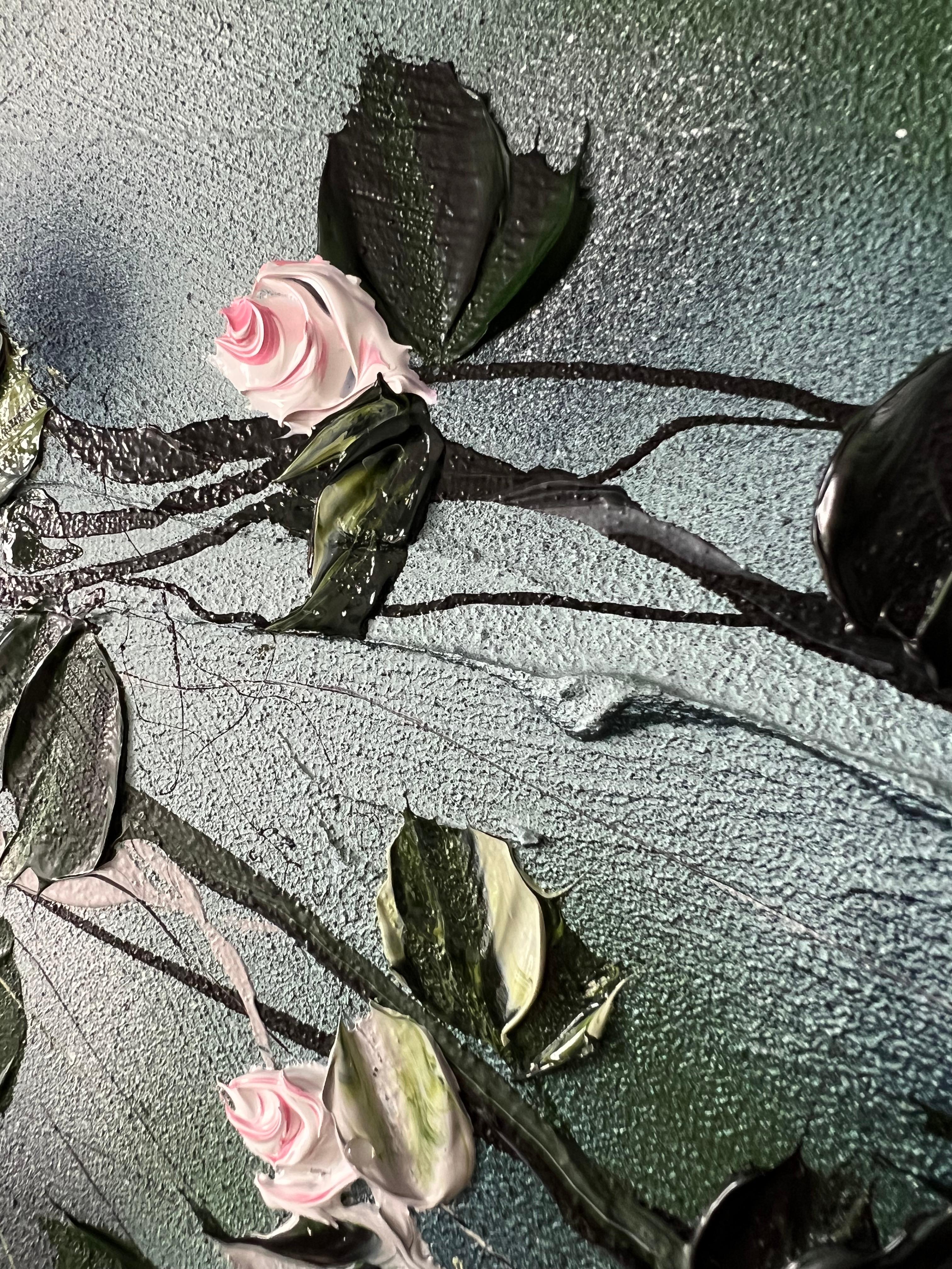 „Blossoming Metamorphosis II“ lange florale Kunst, Landschaftsformat, strukturierte Kunst im Angebot 3