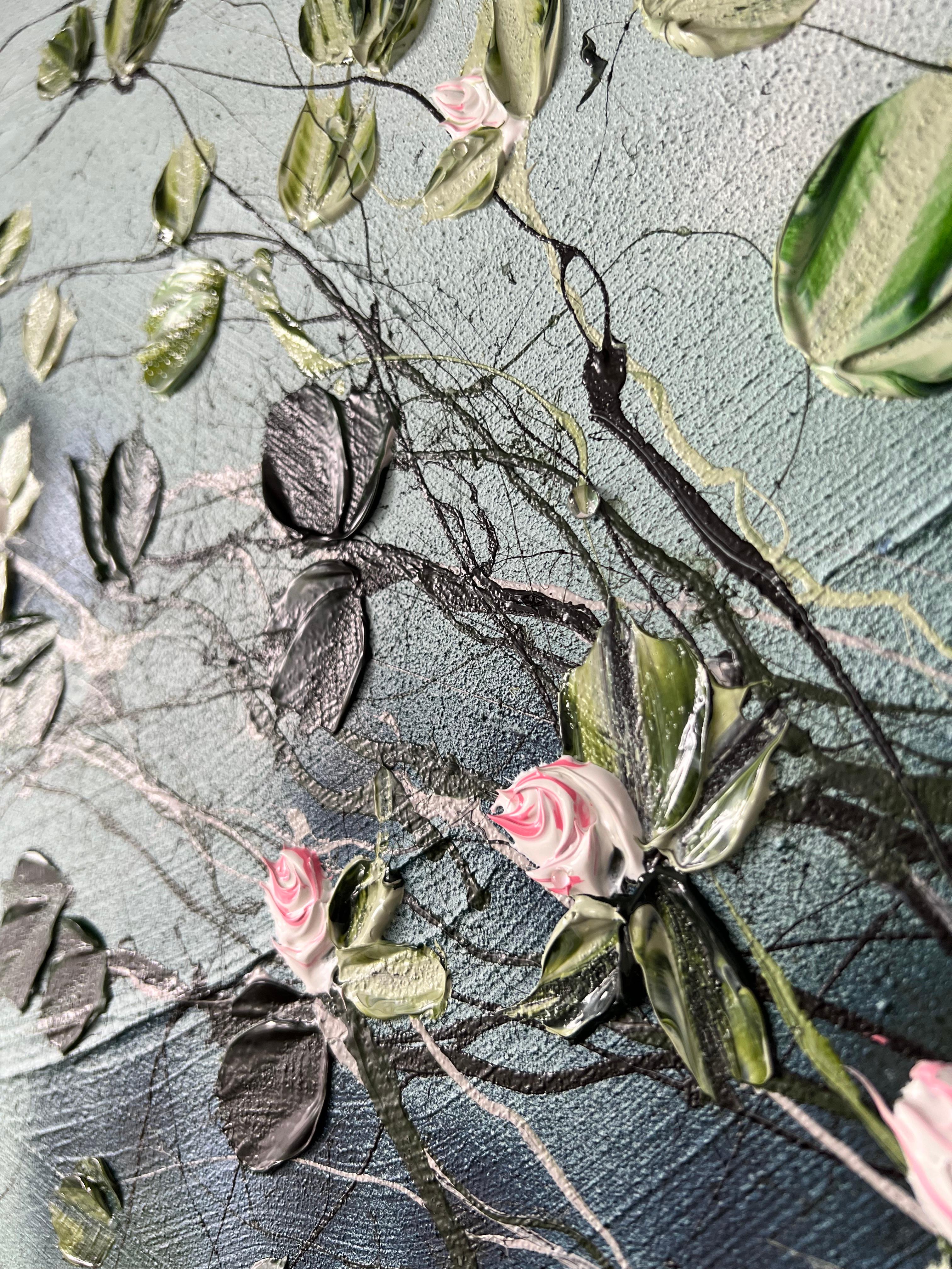 „Blossoming Metamorphosis II“ lange florale Kunst, Landschaftsformat, strukturierte Kunst im Angebot 5