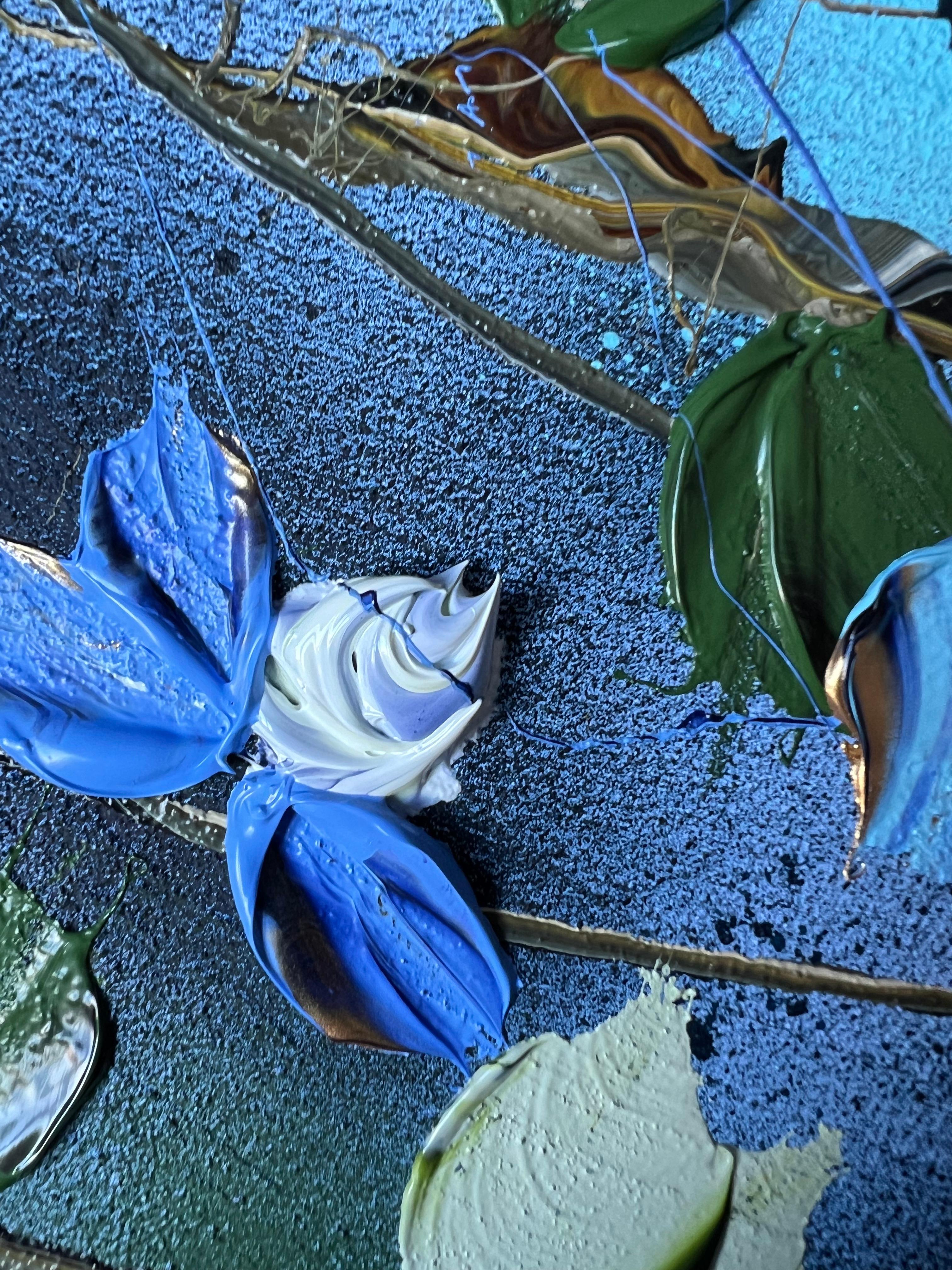 „Blue Spring II“ florale strukturierte Landschaft oder vertikales Format im Angebot 7