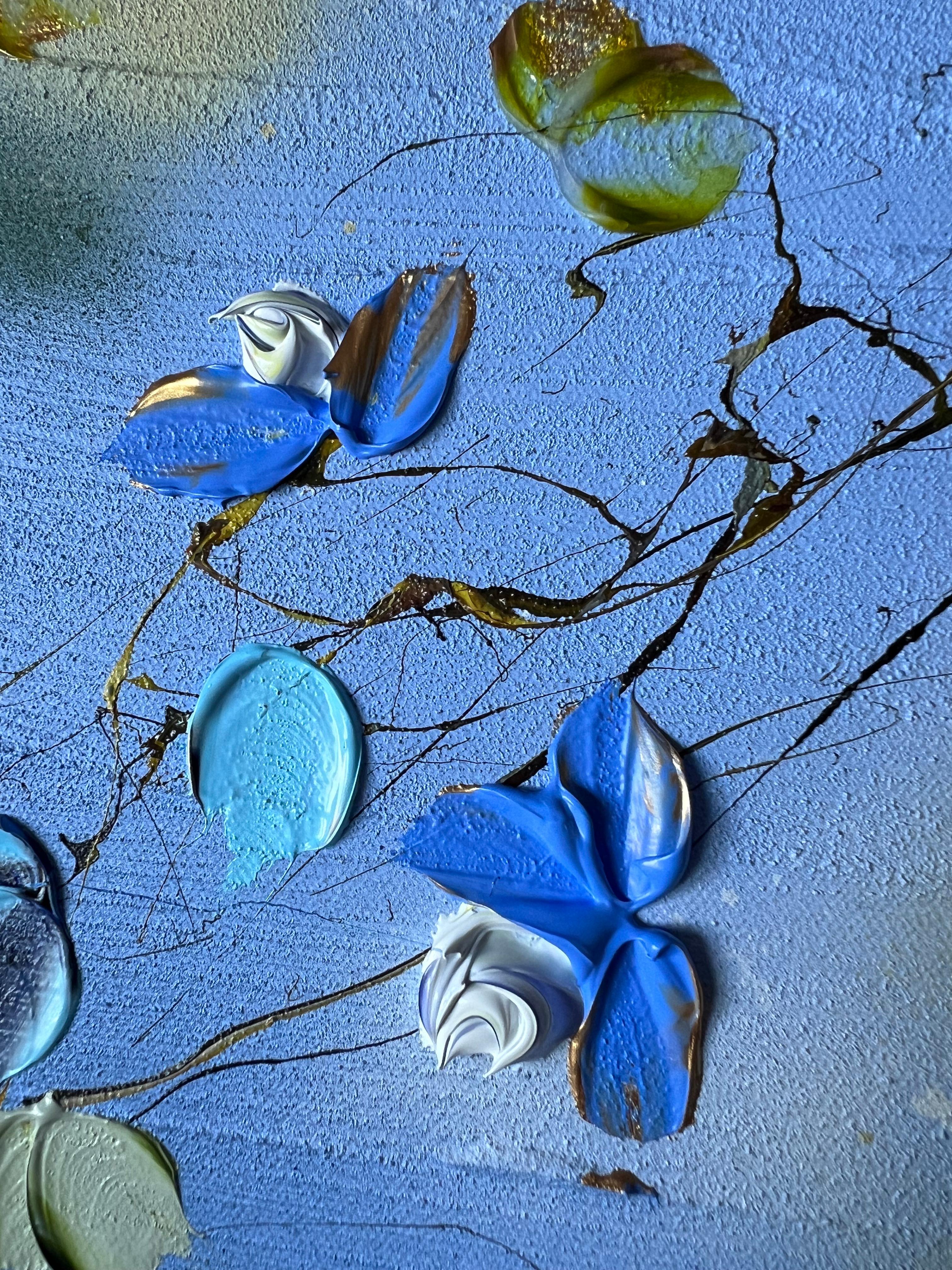 „Blue Spring II“ florale strukturierte Landschaft oder vertikales Format im Angebot 7