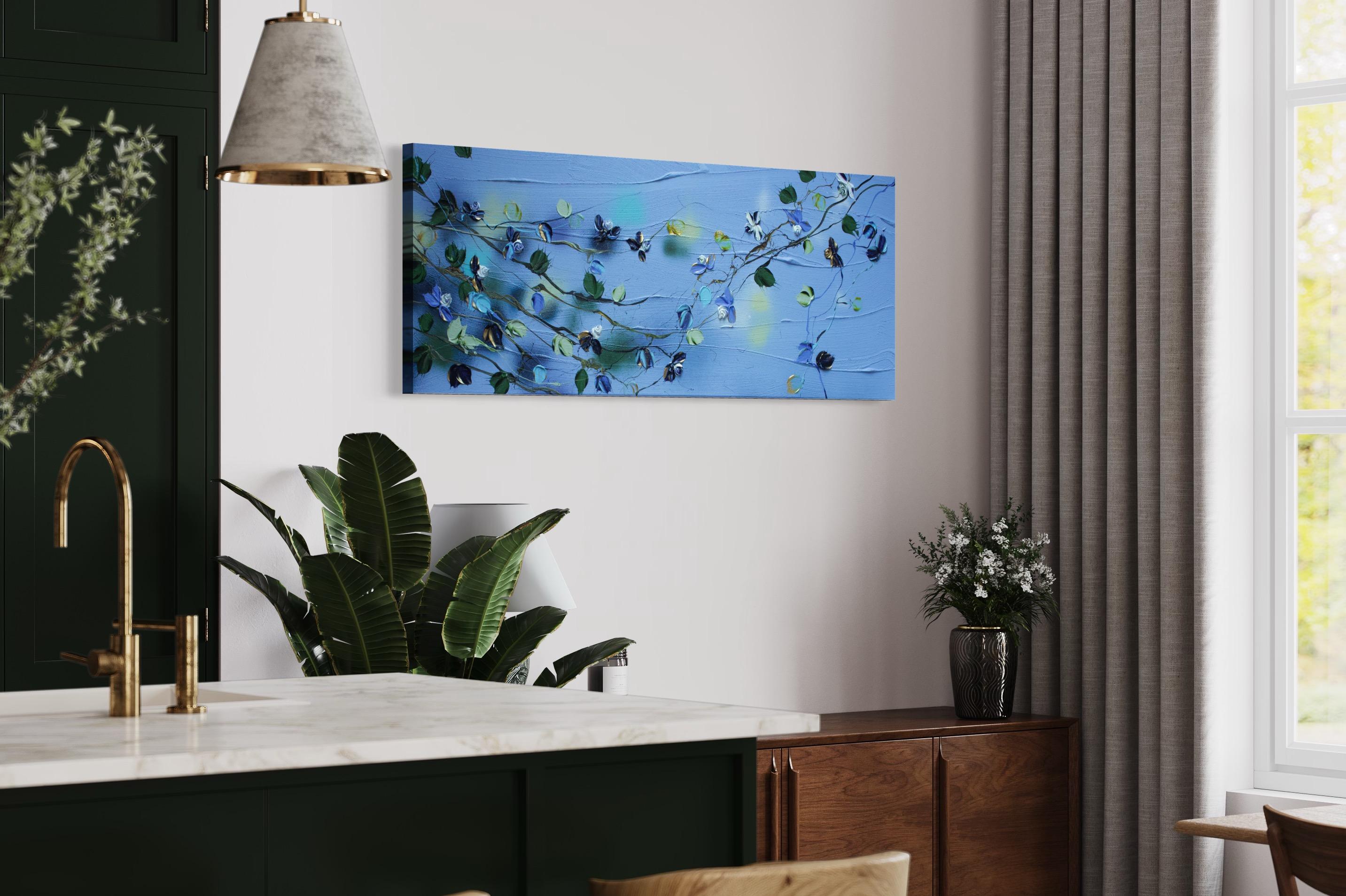 „Blue Spring II“ florale strukturierte Landschaft oder vertikales Format im Angebot 3