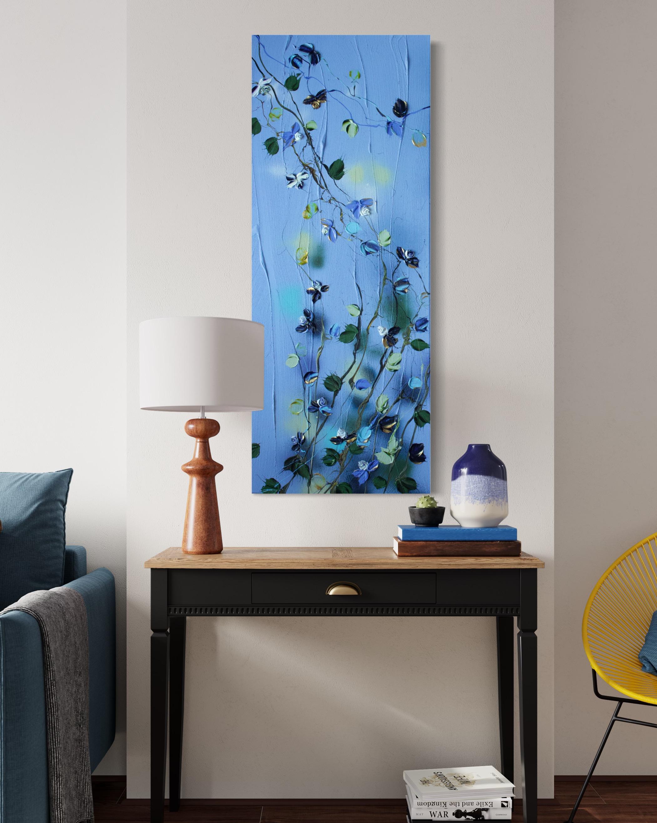 „Blue Spring II“ florale strukturierte Landschaft oder vertikales Format im Angebot 4