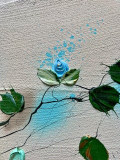 "Bohemian Roses" floral textured vertical art