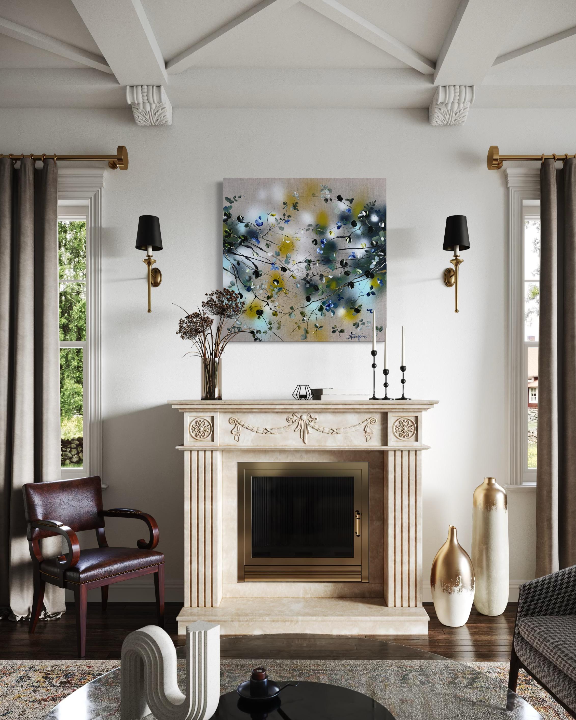 Breathing In - Original impressionistisches Gemälde mit Blumen auf Leinen-Leinwand im Angebot 6