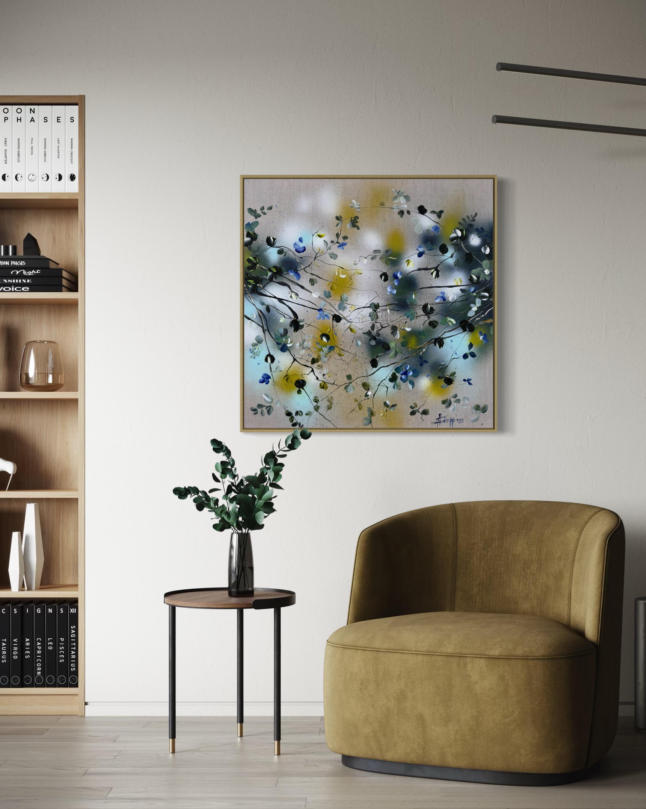 Breathing In - Original impressionistisches Gemälde mit Blumen auf Leinen-Leinwand im Angebot 10