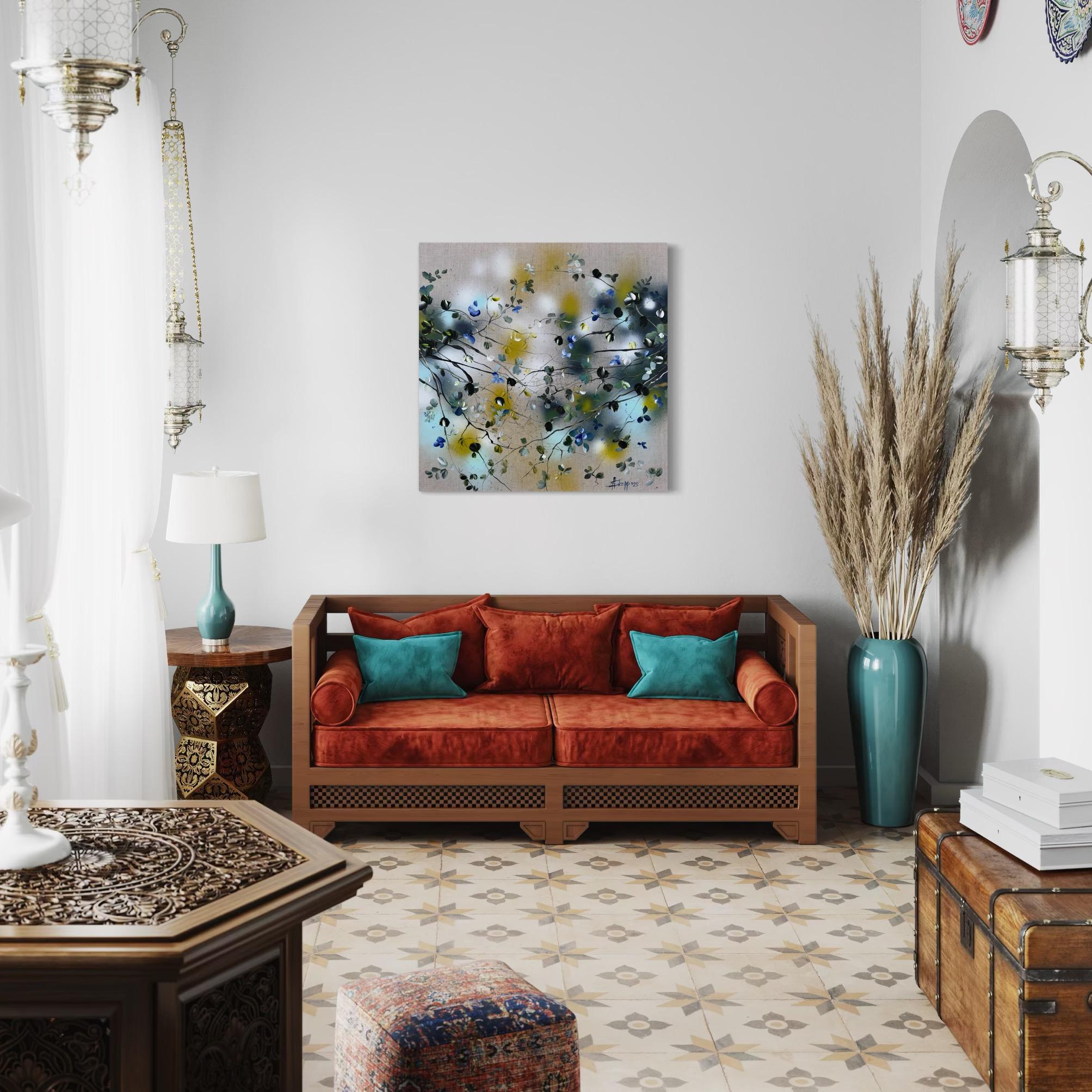 Breathing In - Original impressionistisches Gemälde mit Blumen auf Leinen-Leinwand im Angebot 14