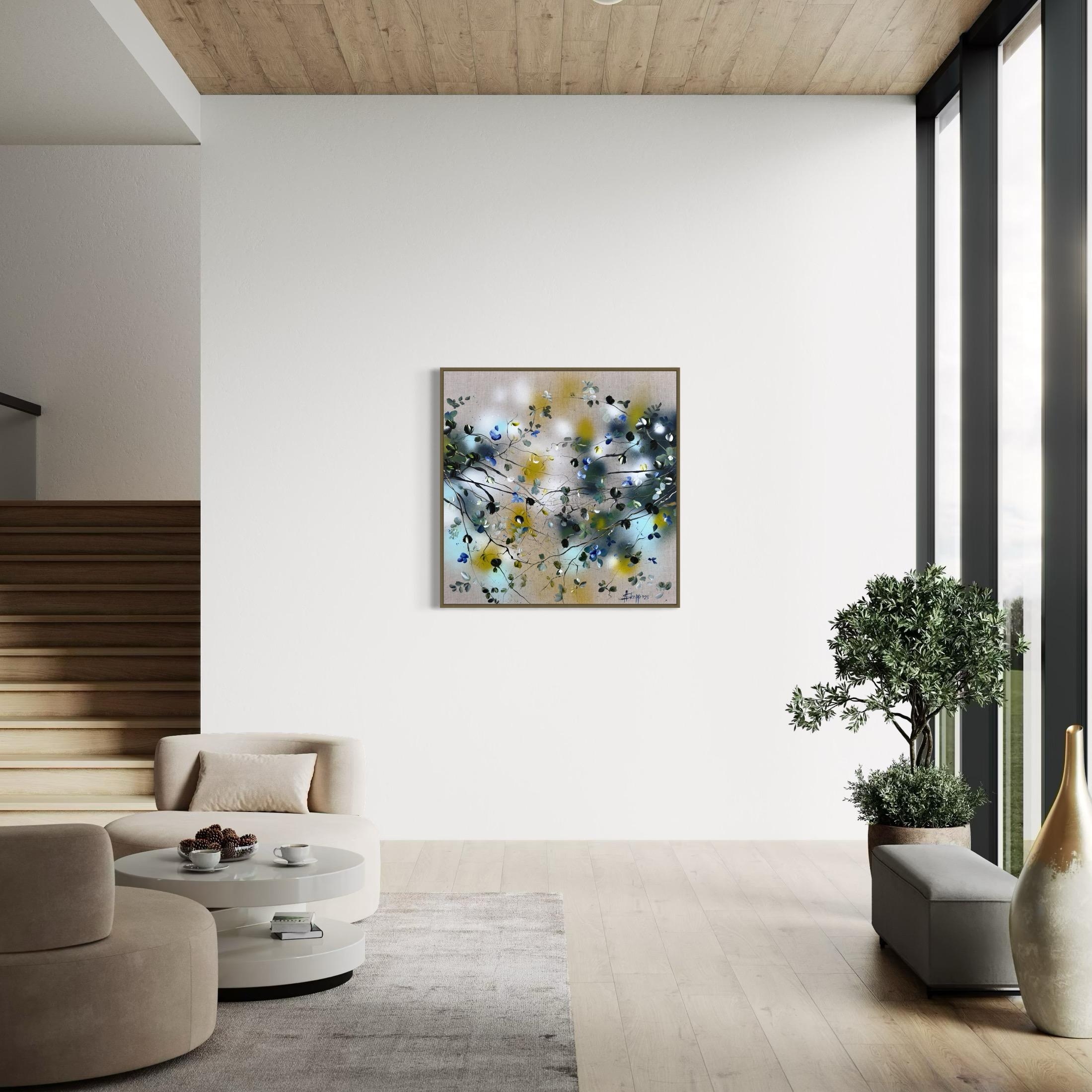 Breathing In - Original impressionistisches Gemälde mit Blumen auf Leinen-Leinwand im Angebot 15