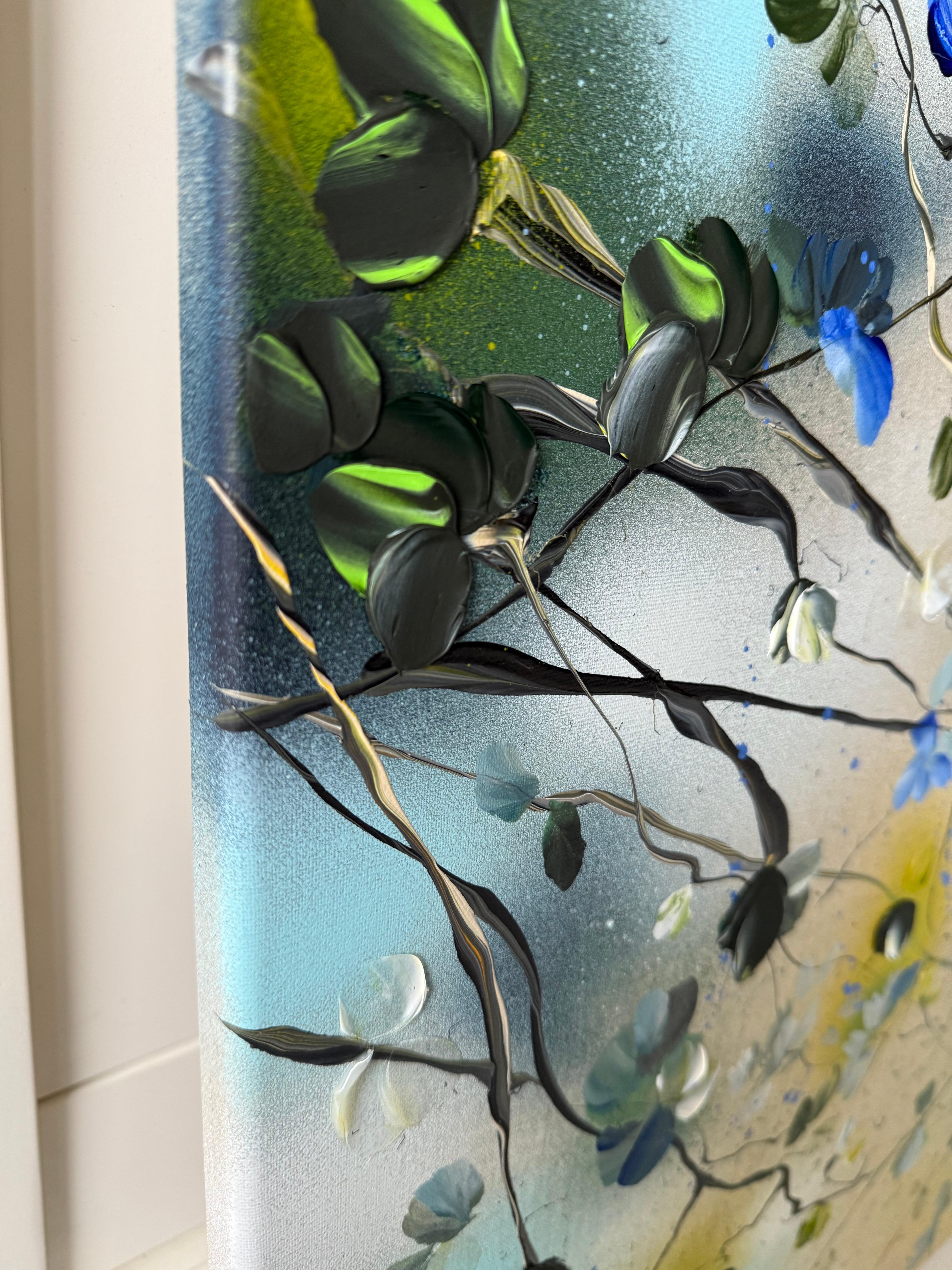 Breathing In - Original impressionistisches Gemälde mit Blumen auf Leinen-Leinwand im Angebot 4