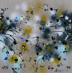Breathing In - original impressionistic painting with flowers on linen canvas