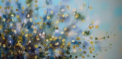 „Caramel-Landschaft“ sehr großes Blumengemälde auf Leinwand, Landschaftsformat