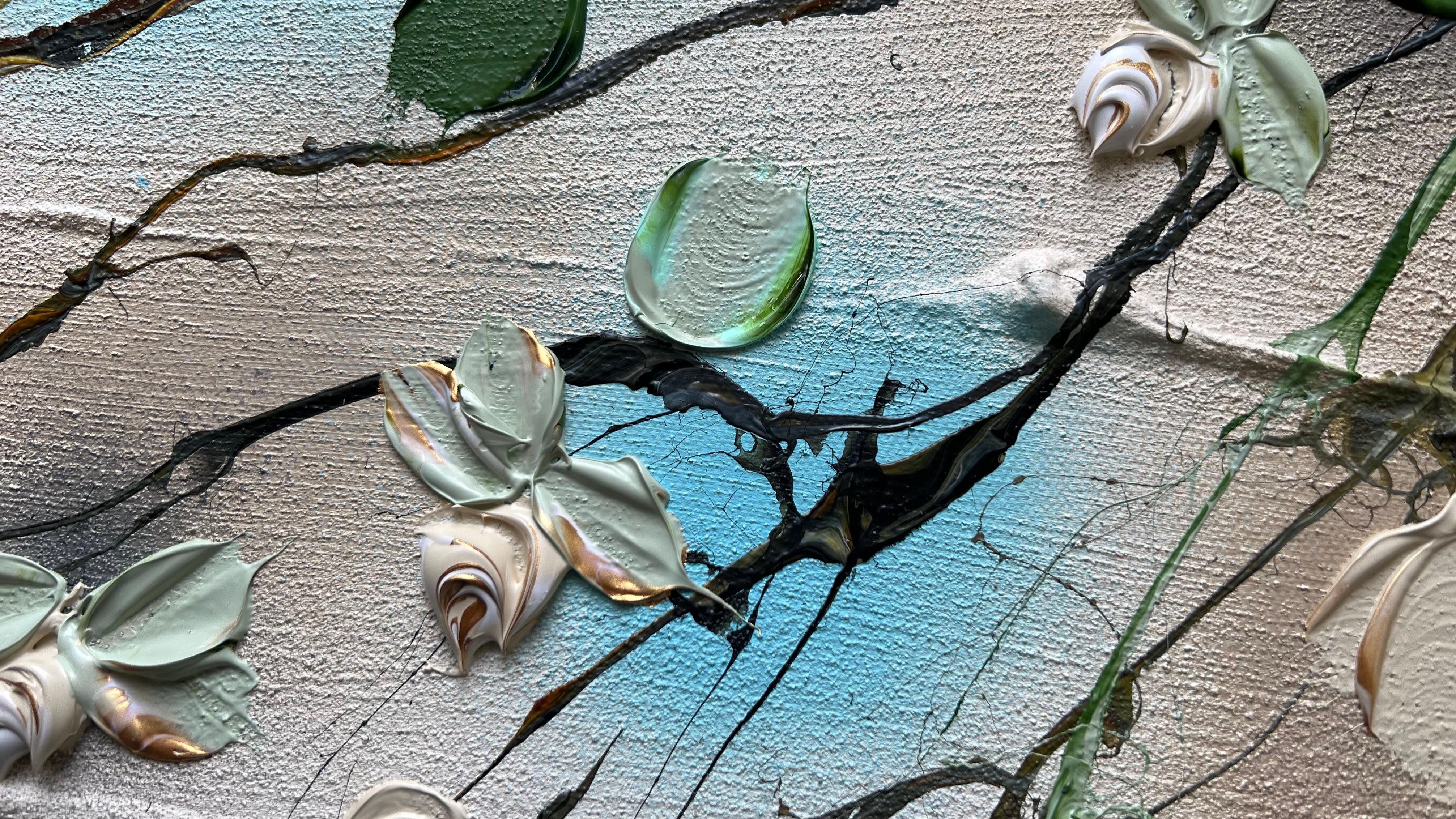 „Caramel Roses II“ florales, strukturiertes Gemälde im Angebot 11
