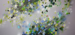 "December Sky: Blooms in Silence" very large floral painting, landscape format