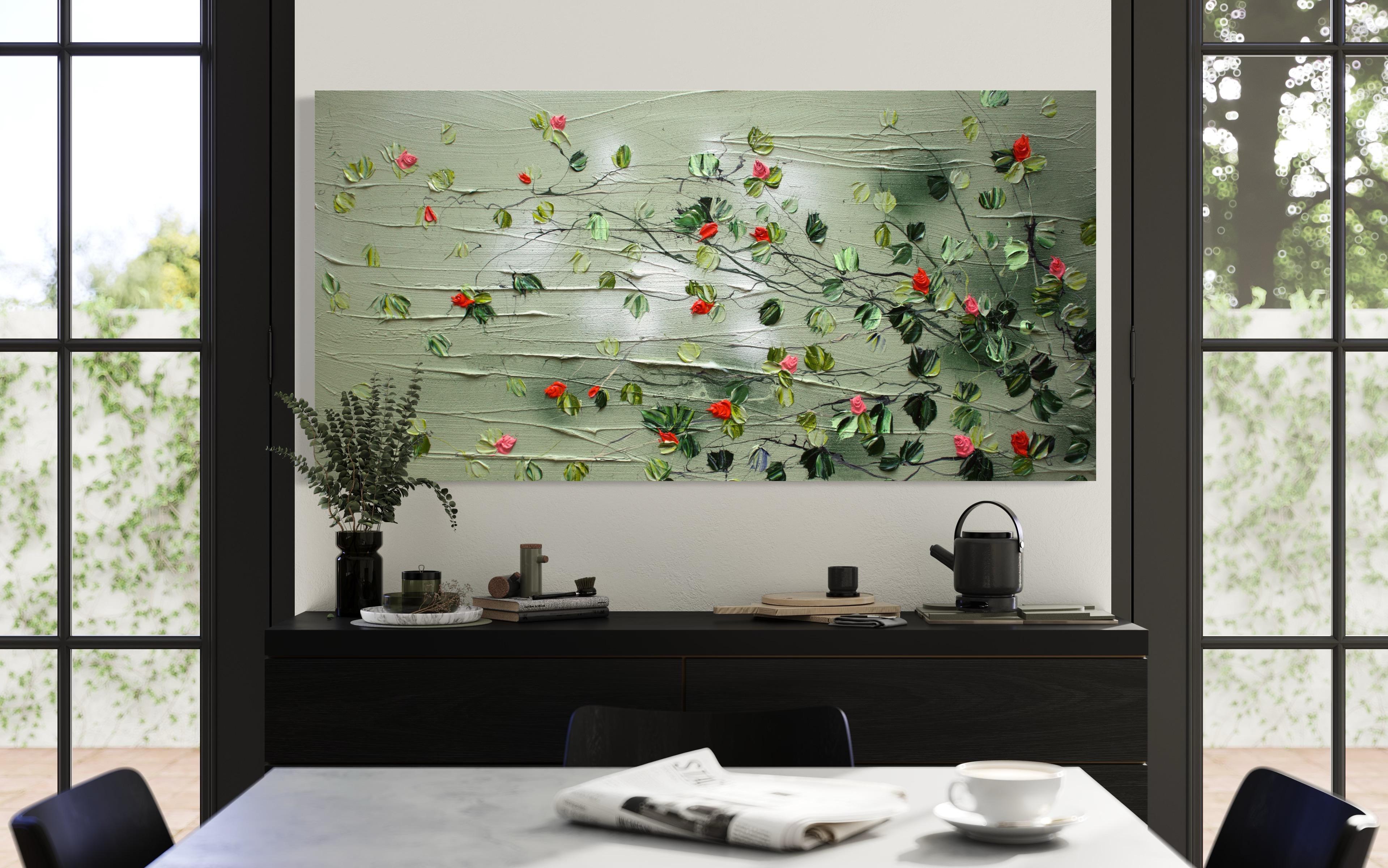 Dreaming“ Blumenkunst-Landschaftsformat – Painting von Anastassia Skopp