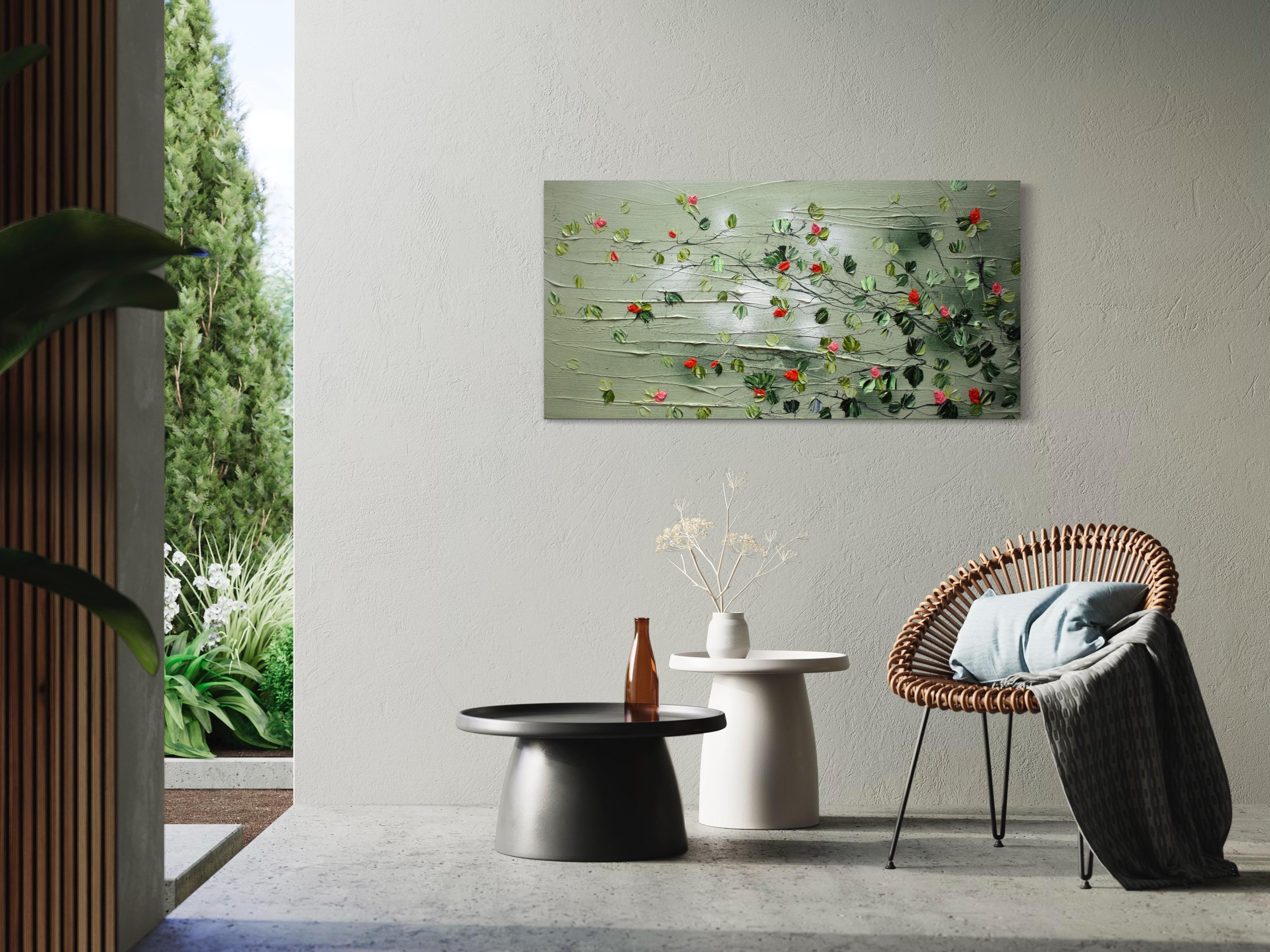 Abstract textured acrylic painting on canvas 120x60x4 cm (47,2 x 23,6 x 1,7 inches).. Mixed Media on gallery wrapped canvas. The work is ready to hang. No framing required. The sides of the work are painted.
The artwork is signed, dated and titled.