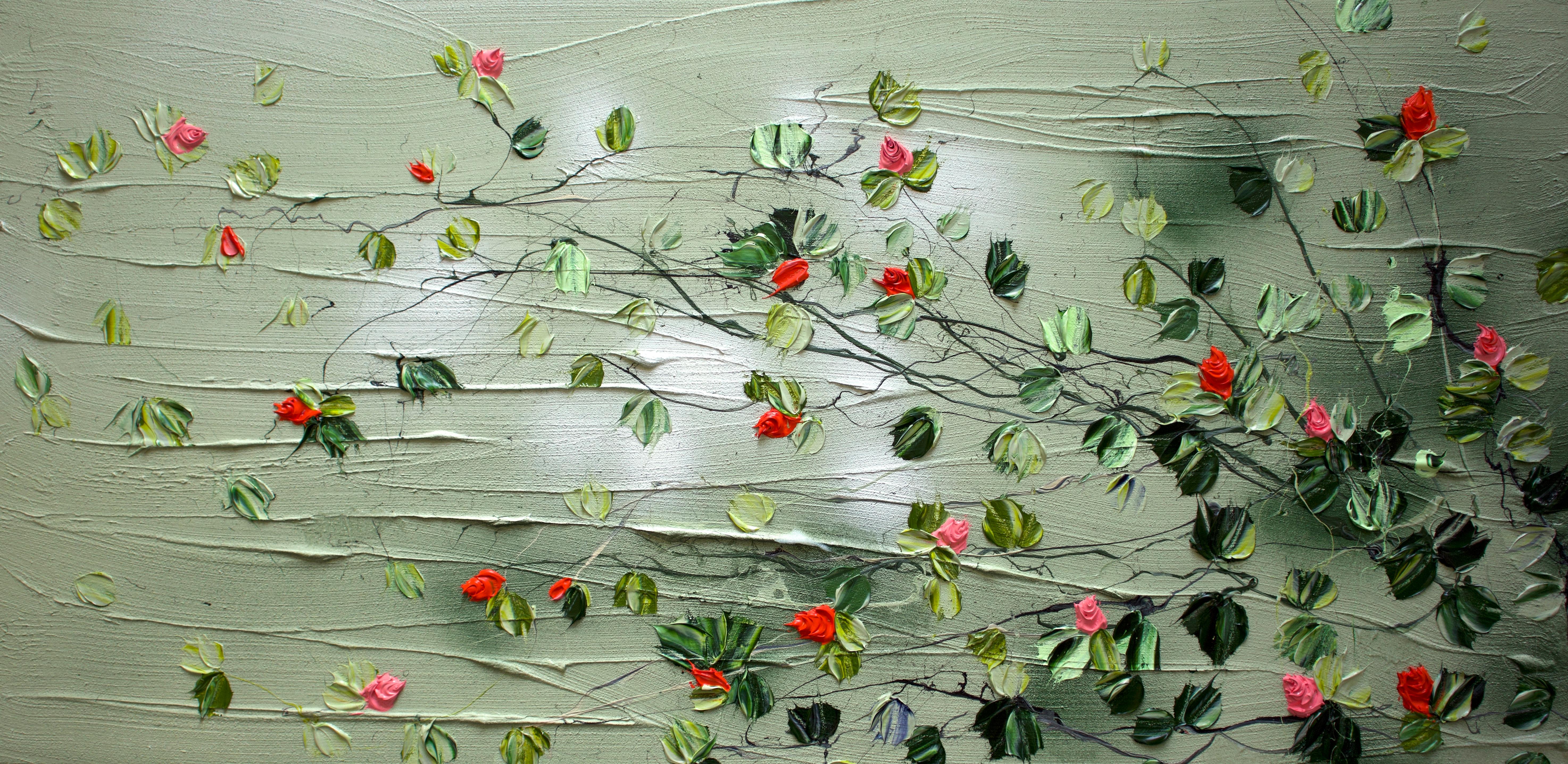 Anastassia Skopp Abstract Painting – Dreaming“ Blumenkunst-Landschaftsformat