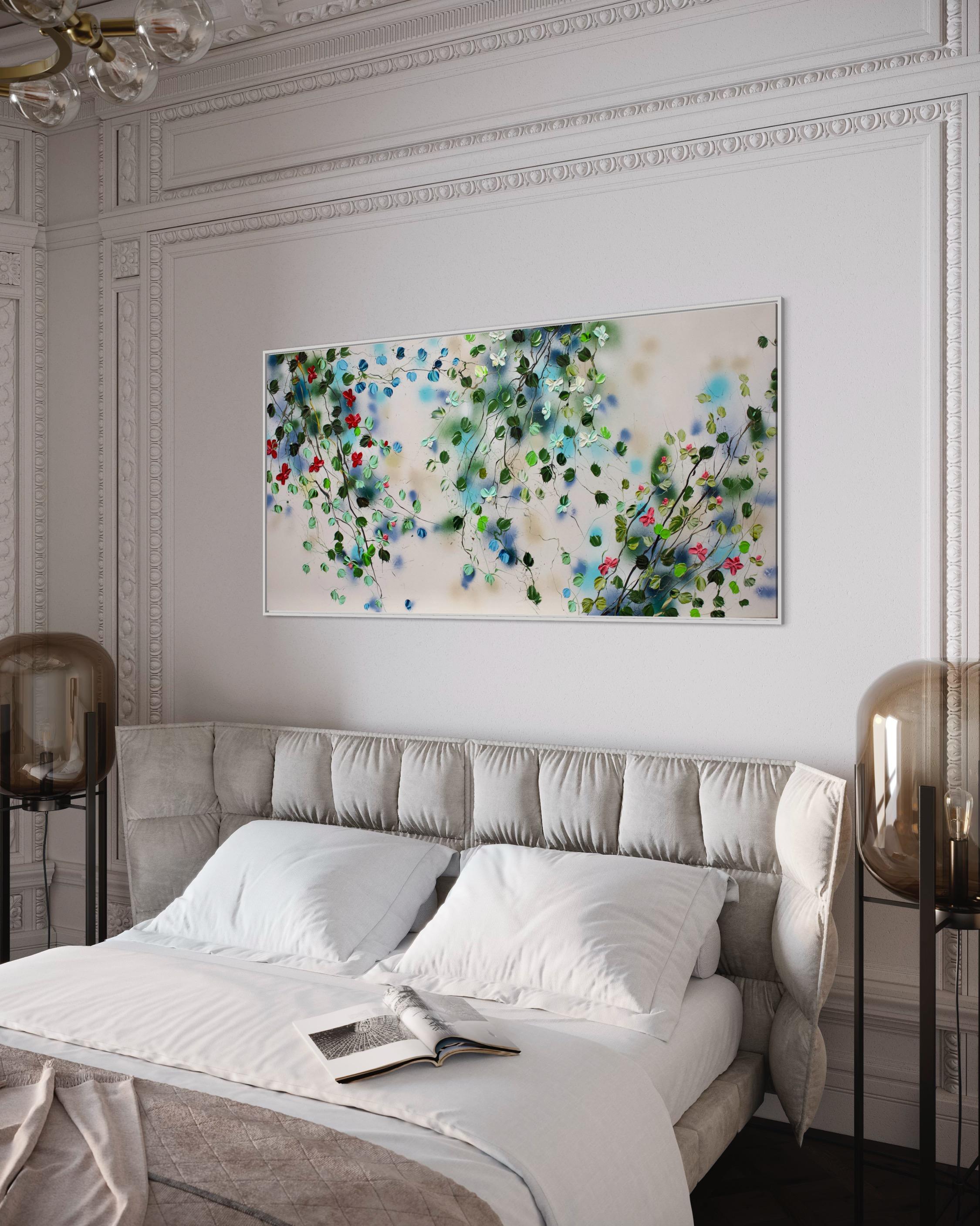 „Ethereal Stillness II“ Landschaftsgemälde im Großformat, großes Blumengemälde (Abstrakt), Painting, von Anastassia Skopp