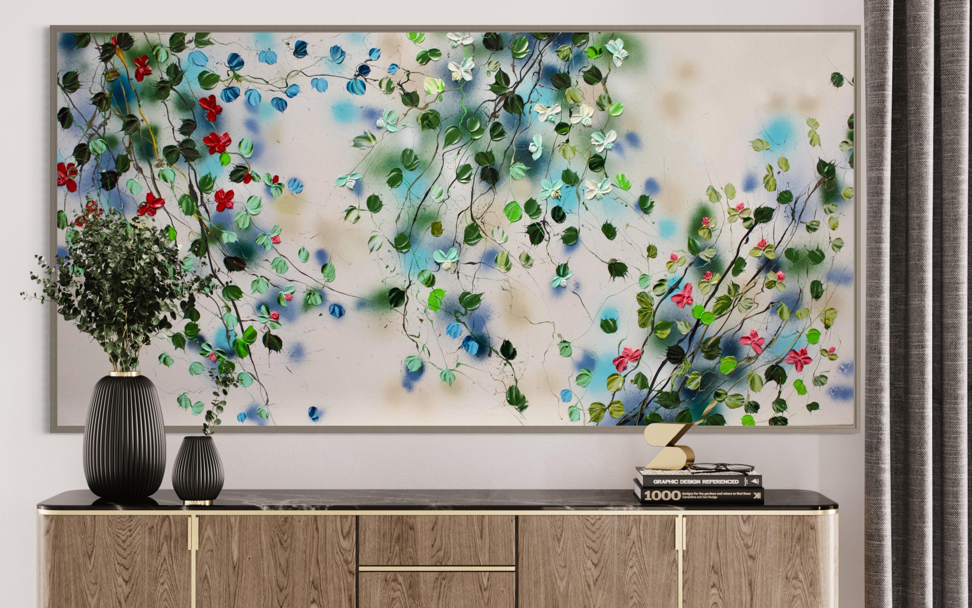 „Ethereal Stillness II“ Landschaftsgemälde im Großformat, großes Blumengemälde im Angebot 2