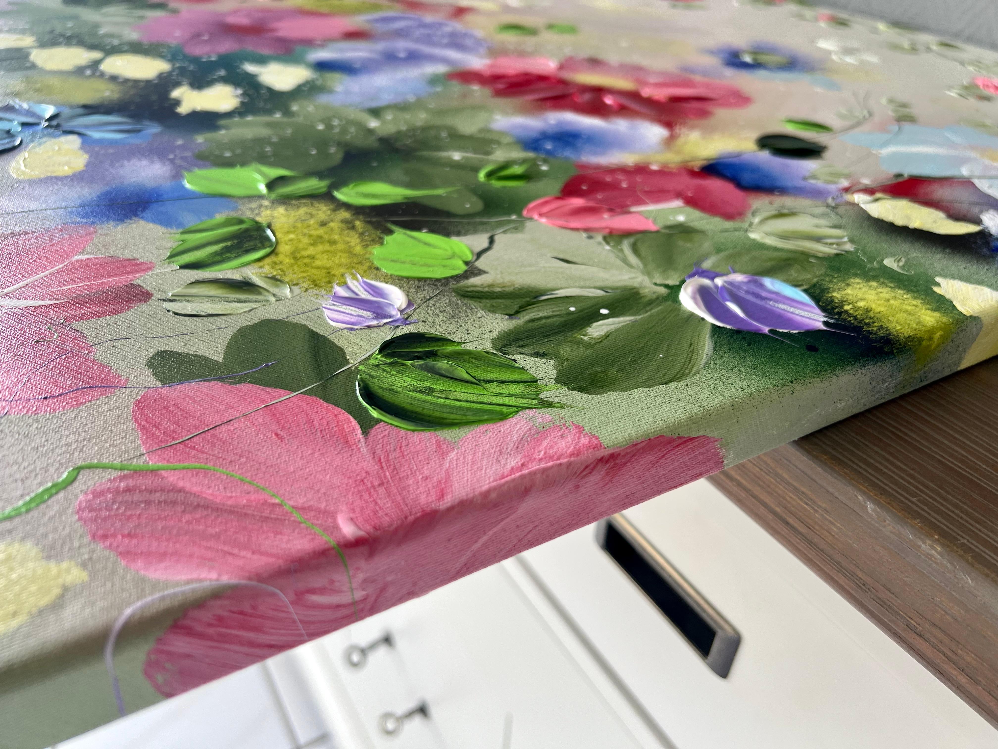 „First Ray“ Texturierte Blumenkunst – Painting von Anastassia Skopp