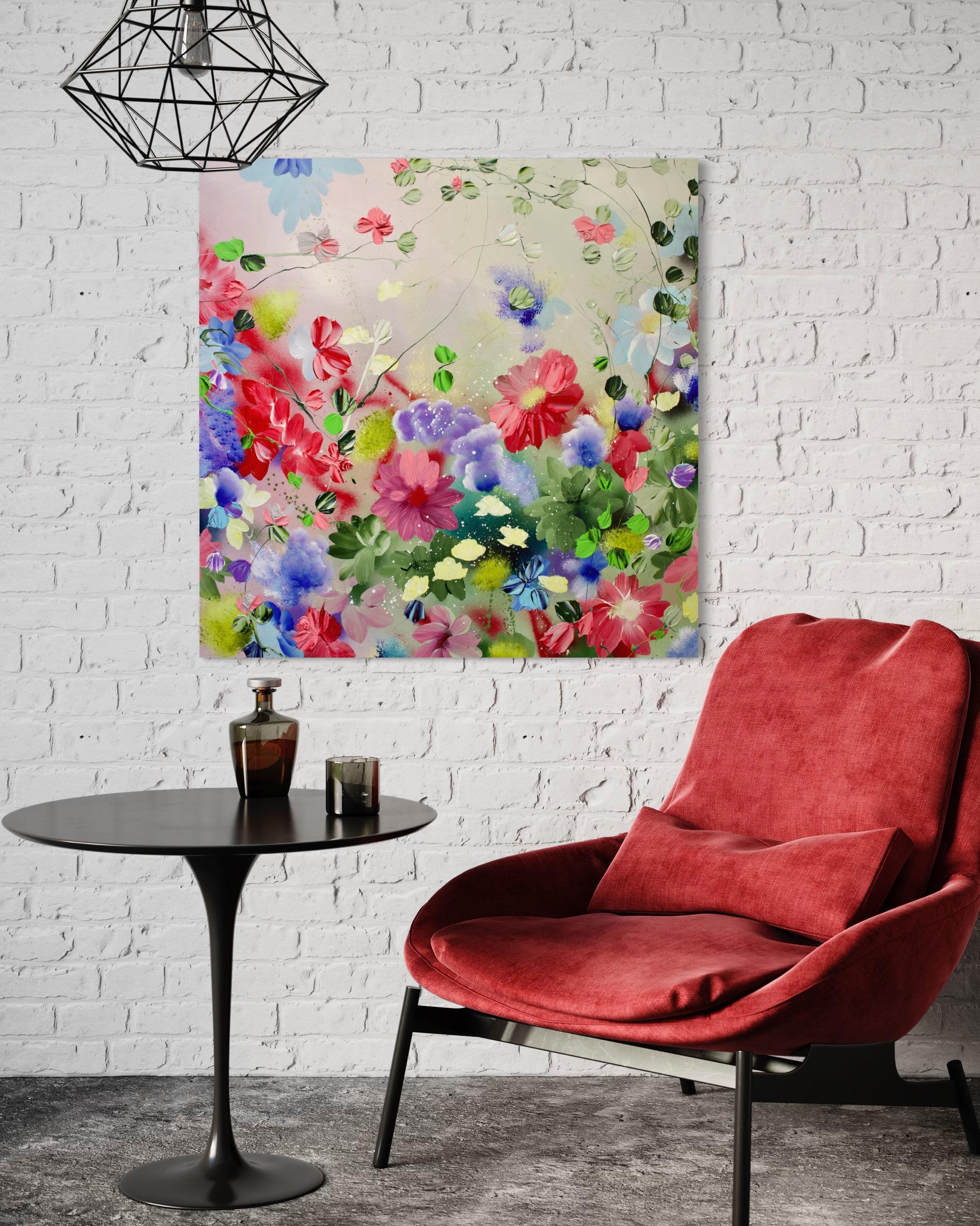 „First Ray“ Texturierte Blumenkunst (Abstrakter Expressionismus), Painting, von Anastassia Skopp