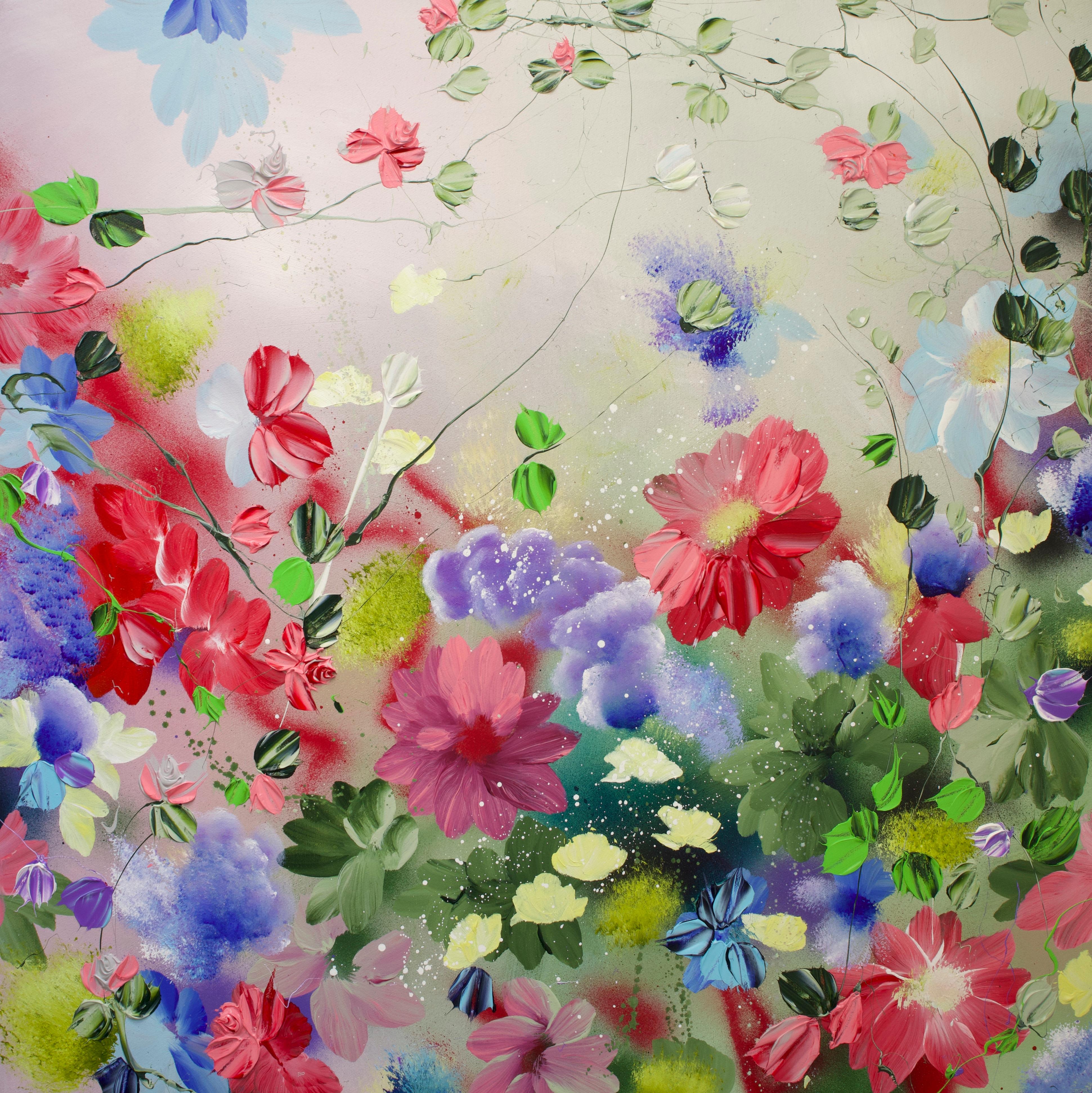Anastassia Skopp Interior Painting – „First Ray“ Texturierte Blumenkunst