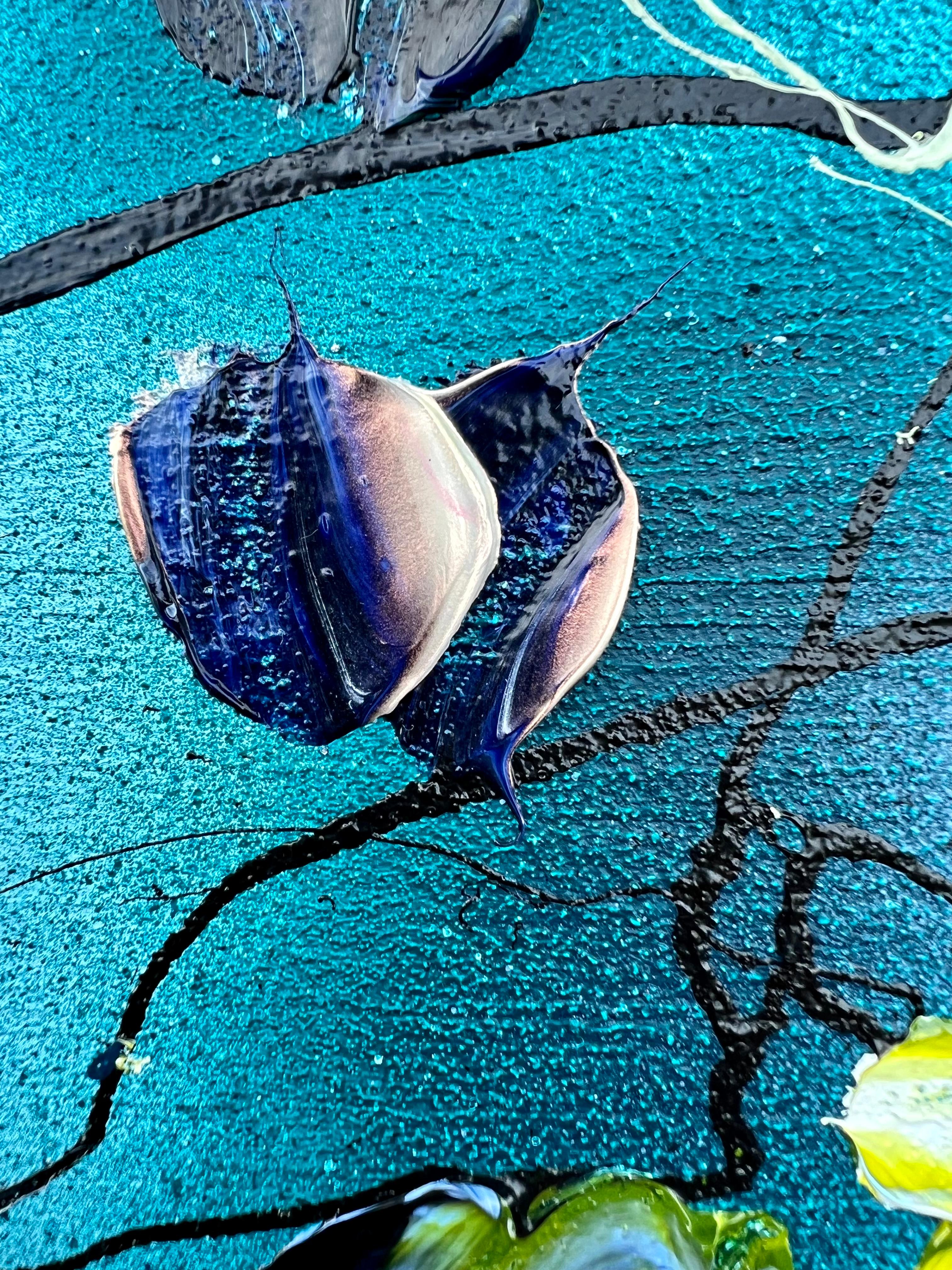 Œuvre d'art florale bleue, ciel bleu II en vente 8