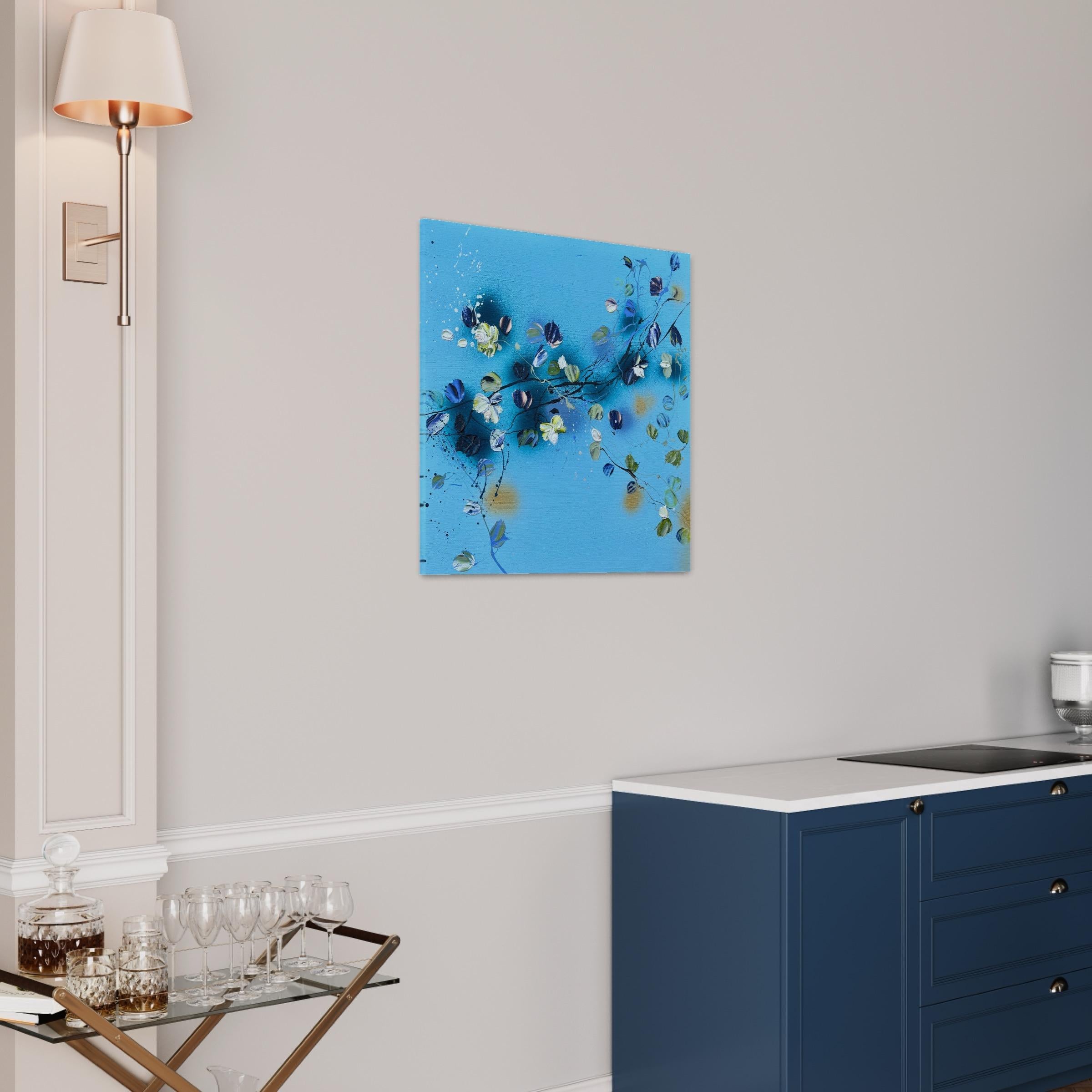 Œuvre d'art florale bleue, ciel bleu II en vente 10