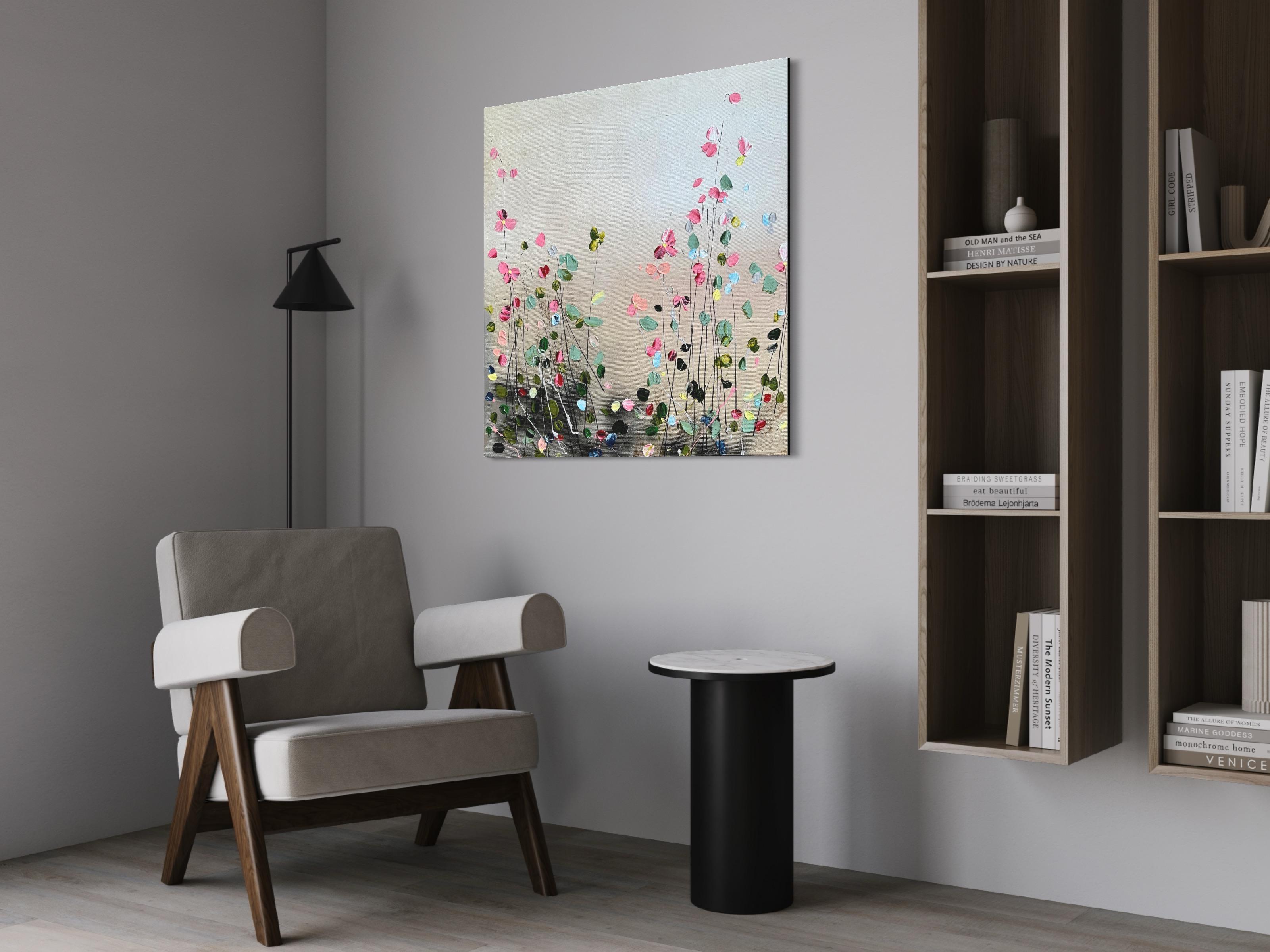 Grande peinture florale « Flowers In The Morning » - Abstrait Painting par Anastassia Skopp