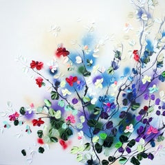 "FULL OF DELIGHTS" floral large textured painting