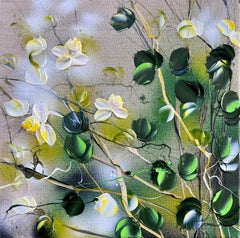 Gartenblumen III – kleines florales Original-Kunstwerk mit gelben Rosen
